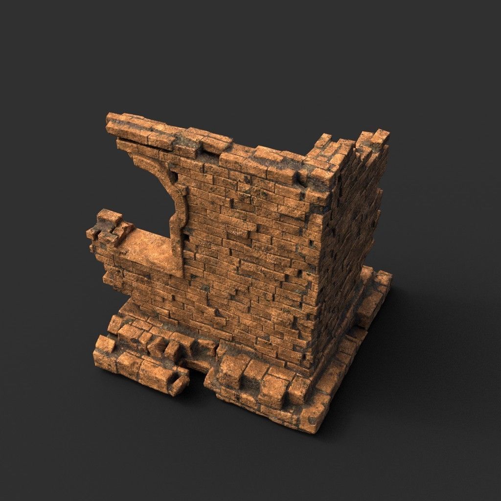 Low poly Ruin Medieval Construction 200604 B Low-poly 3D model_6