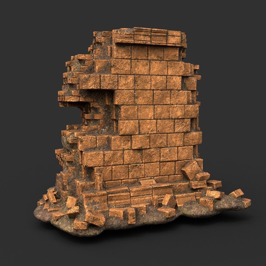 Low poly Ruin Medieval Construction 200604 B Low-poly 3D model_17
