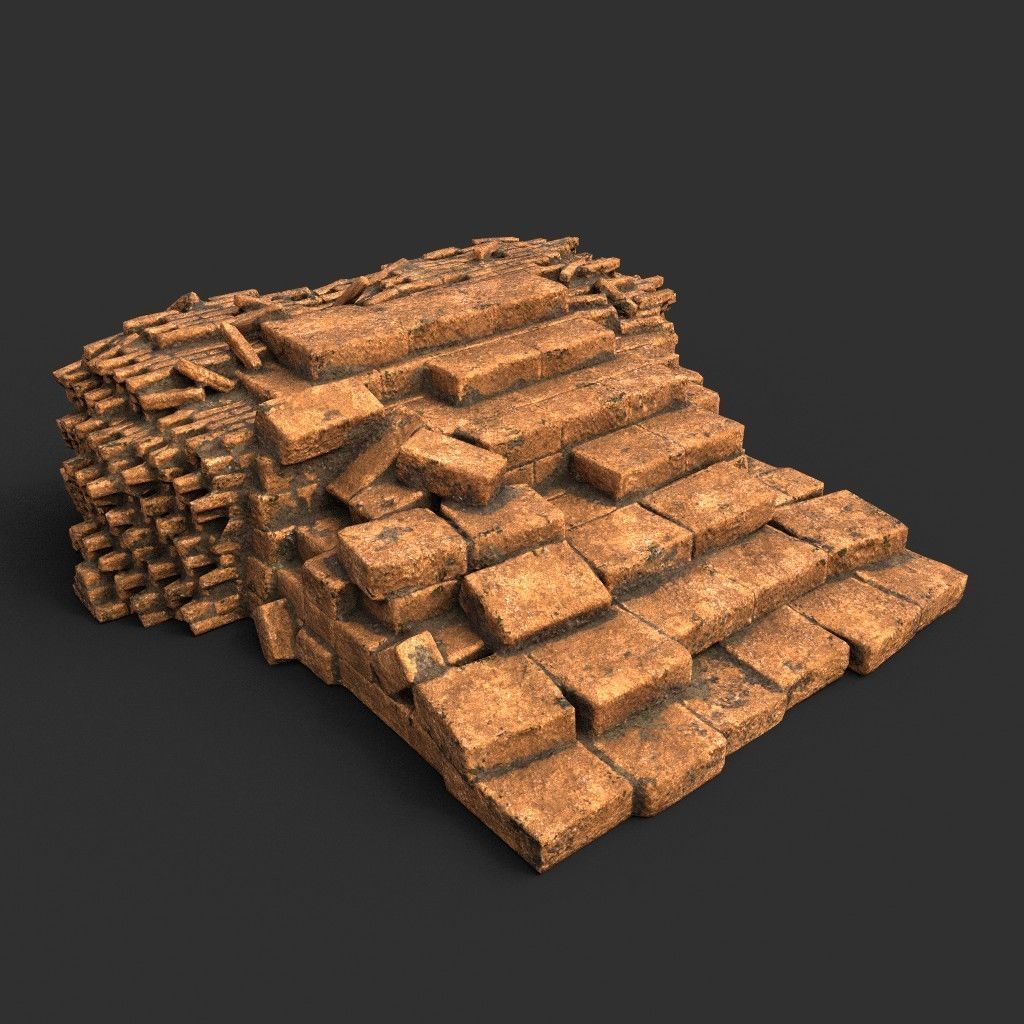 Low poly Ruin Medieval Construction 200604 B Low-poly 3D model_14