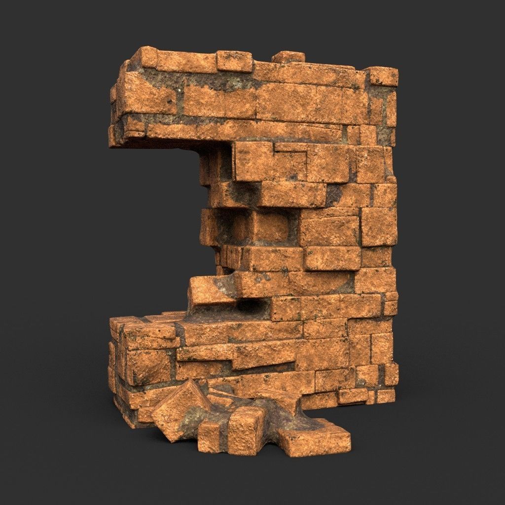 Low poly Ruin Medieval Construction 200604 B Low-poly 3D model_20