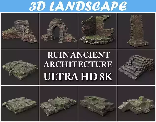 Low poly Ruin Medieval Construction 200604 Low-poly 3D model