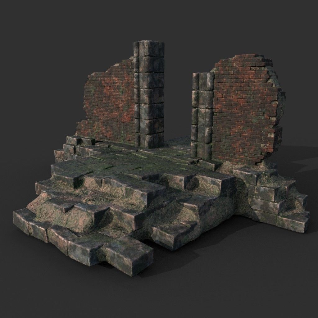 Low poly Ruin Construction Pack 200714 Low-poly 3D model_22