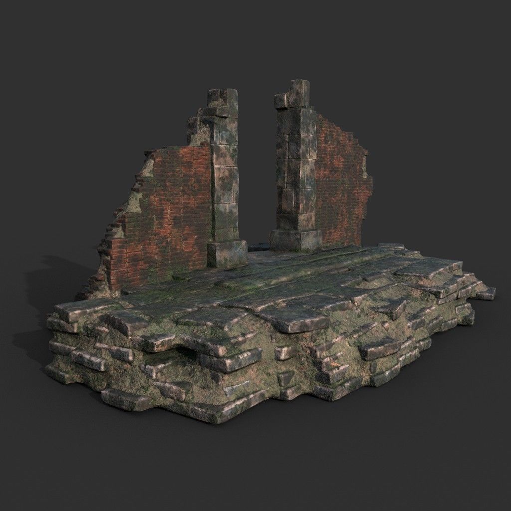 Low poly Ruin Construction Pack 200714 Low-poly 3D model_16