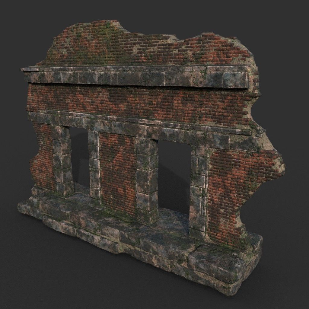 Low poly Ruin Construction Pack 200714 Low-poly 3D model_13