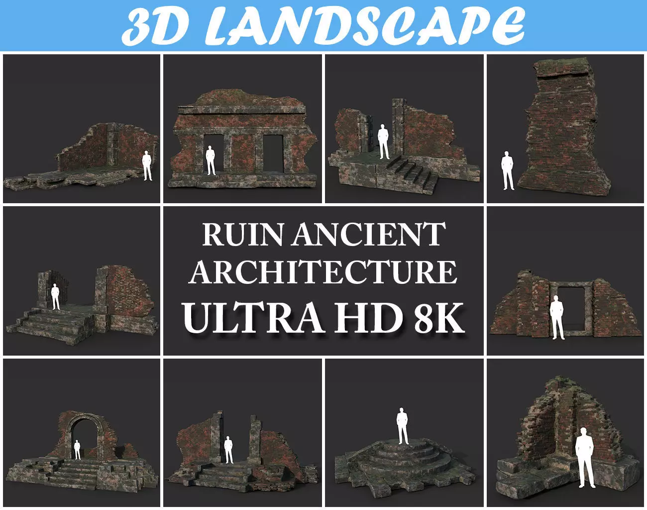 Low poly Ruin Construction Pack 200714 Low-poly 3D model_0