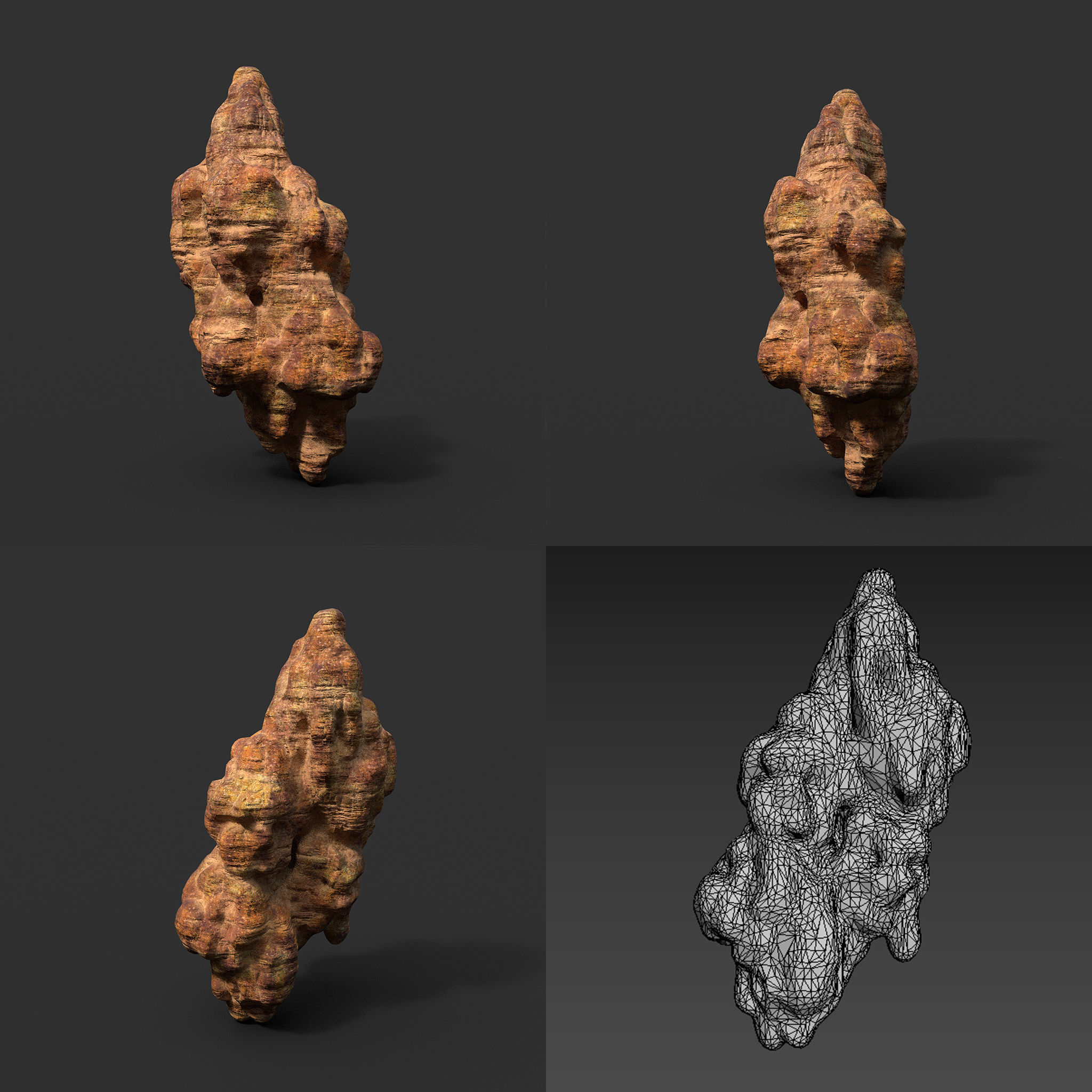 Low poly Mossy Cave Modular Roof Wall Pack Low-poly 3D model_13