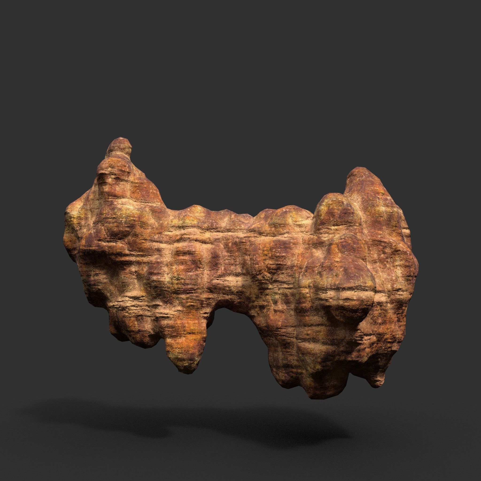 Low poly Mossy Cave Modular Roof Wall Pack Low-poly 3D model_10