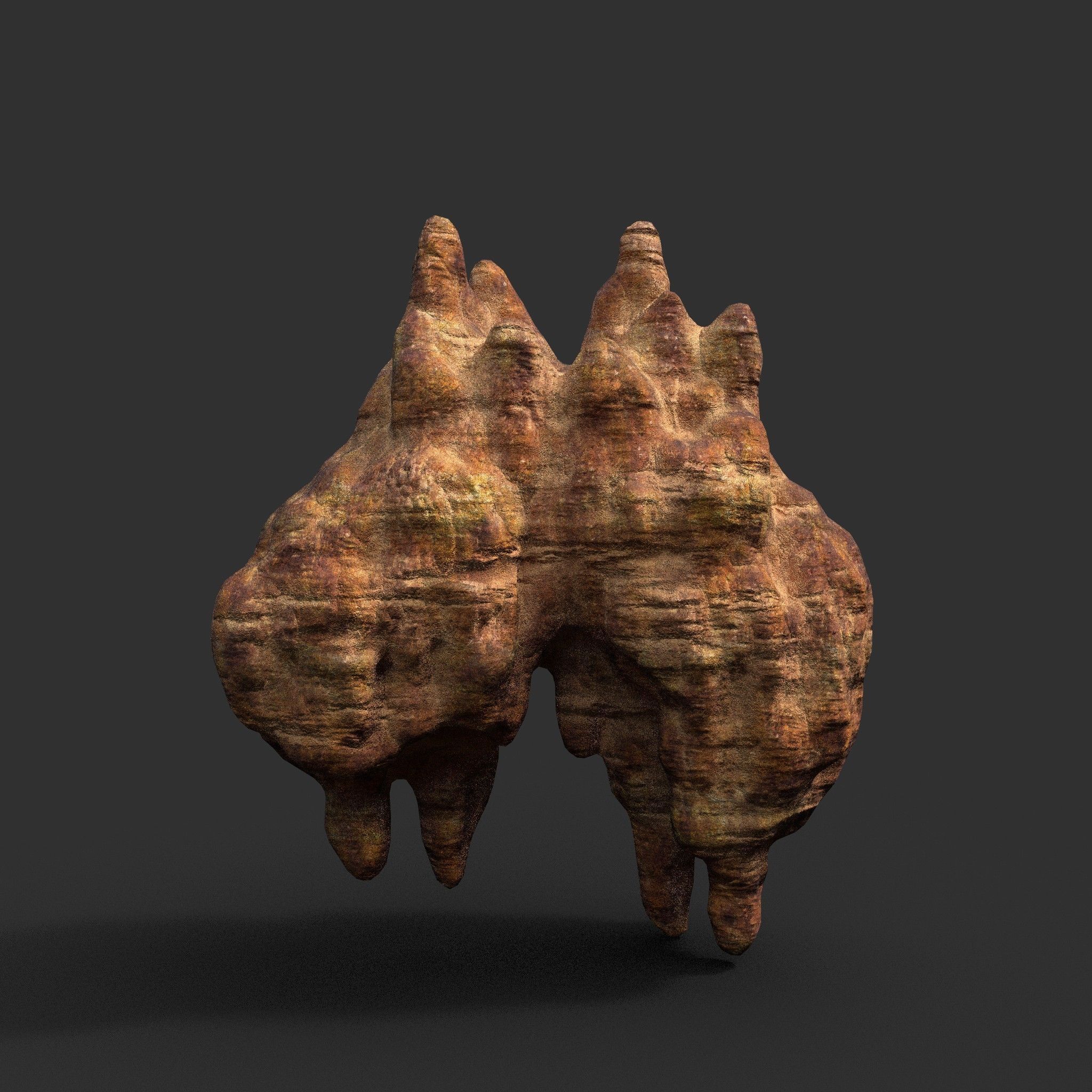 Low poly Mossy Cave Modular Roof Wall Pack Low-poly 3D model_4