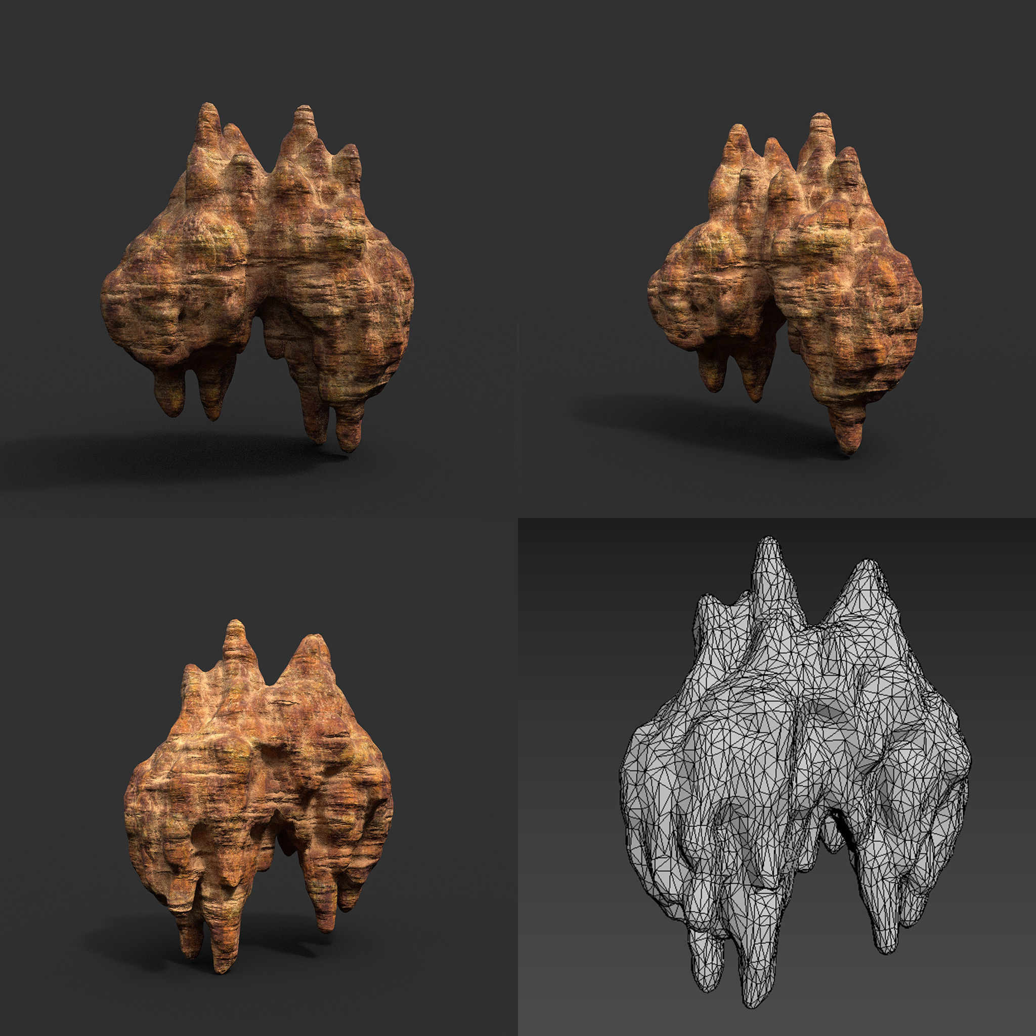 Low poly Mossy Cave Modular Roof Wall Pack Low-poly 3D model_5