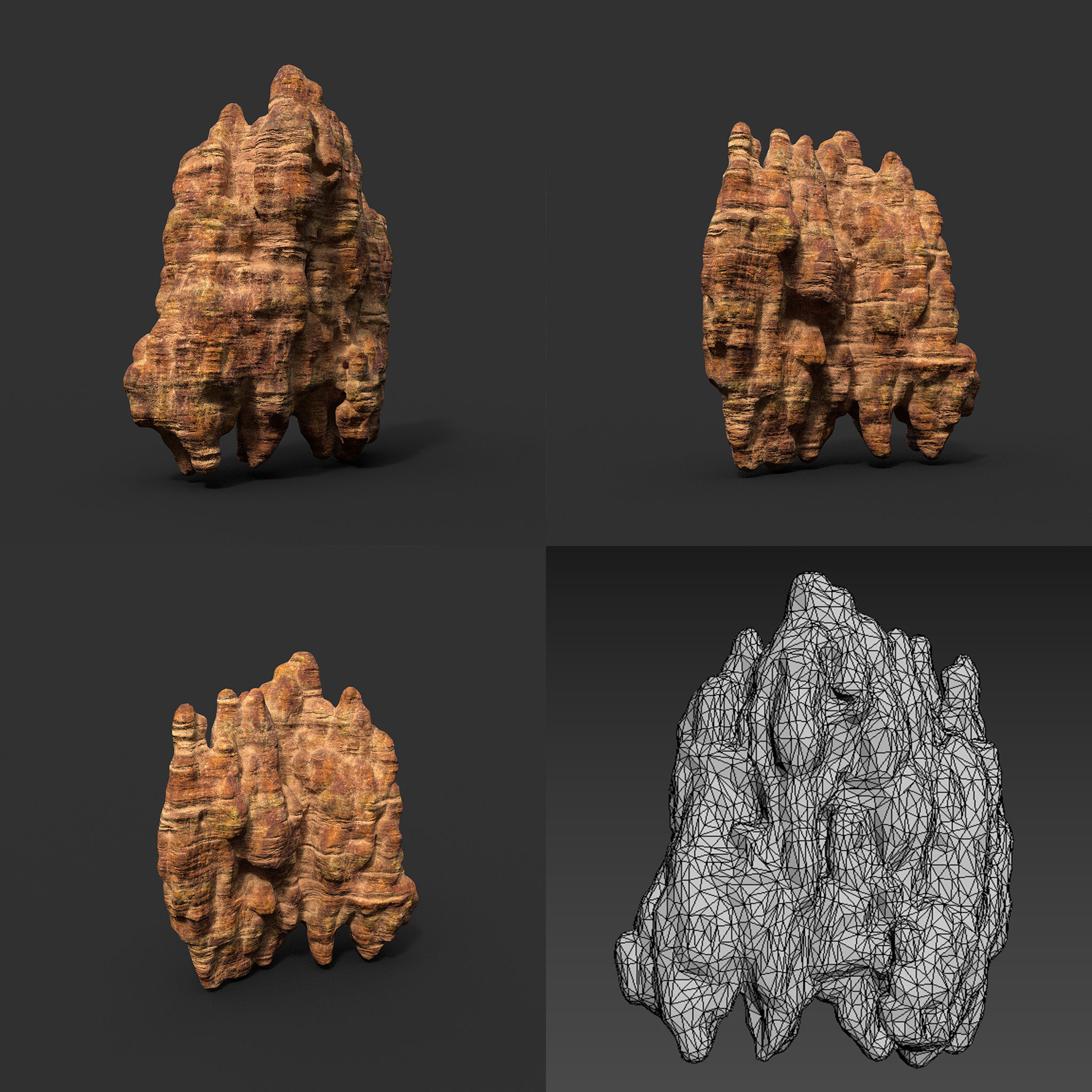 Low poly Mossy Cave Modular Roof Wall Pack Low-poly 3D model_21