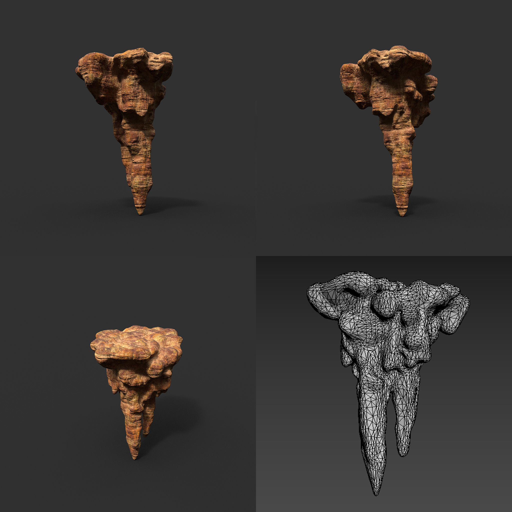 Low poly Mossy Cave Modular Roof Wall Pack Low-poly 3D model_7