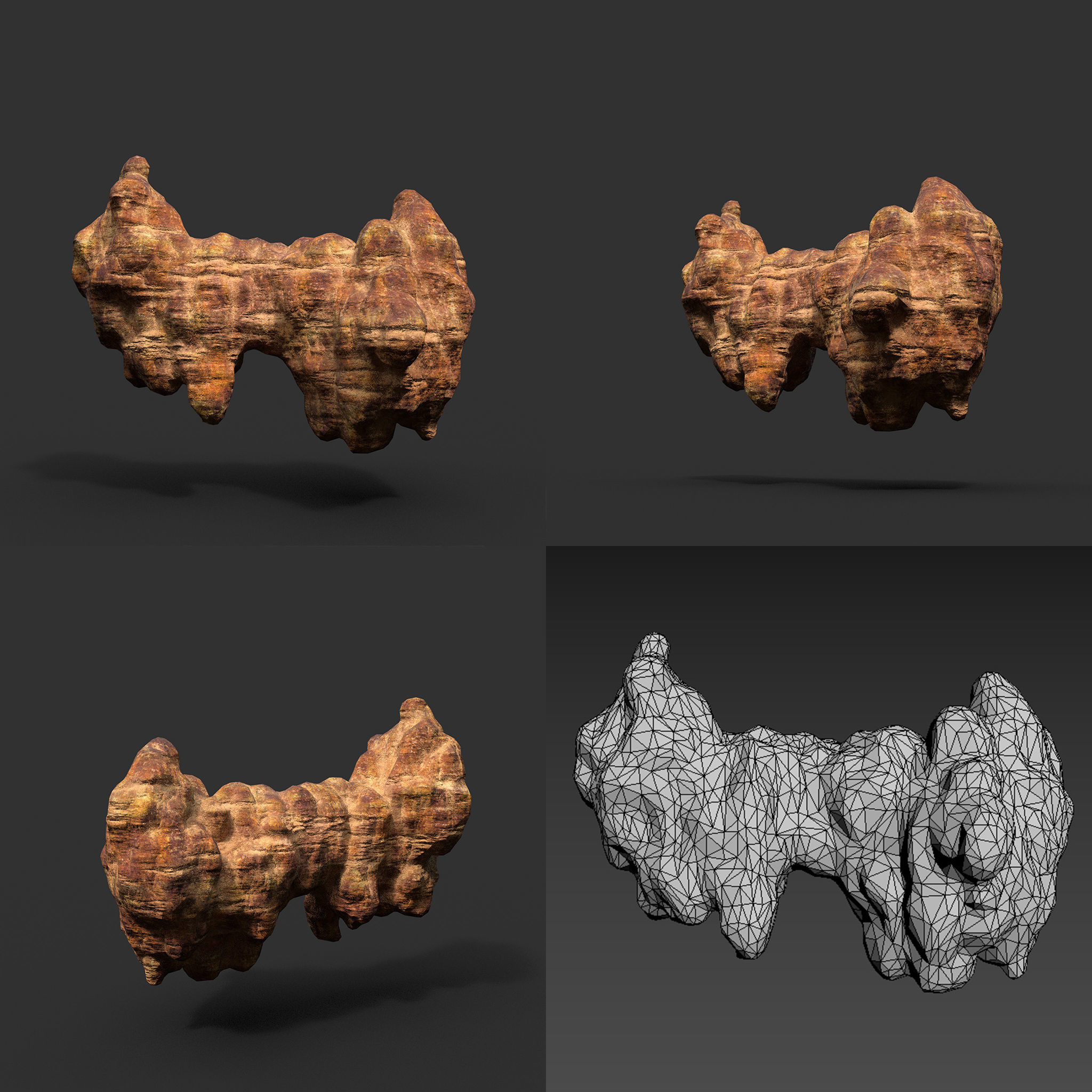 Low poly Mossy Cave Modular Roof Wall Pack Low-poly 3D model_11