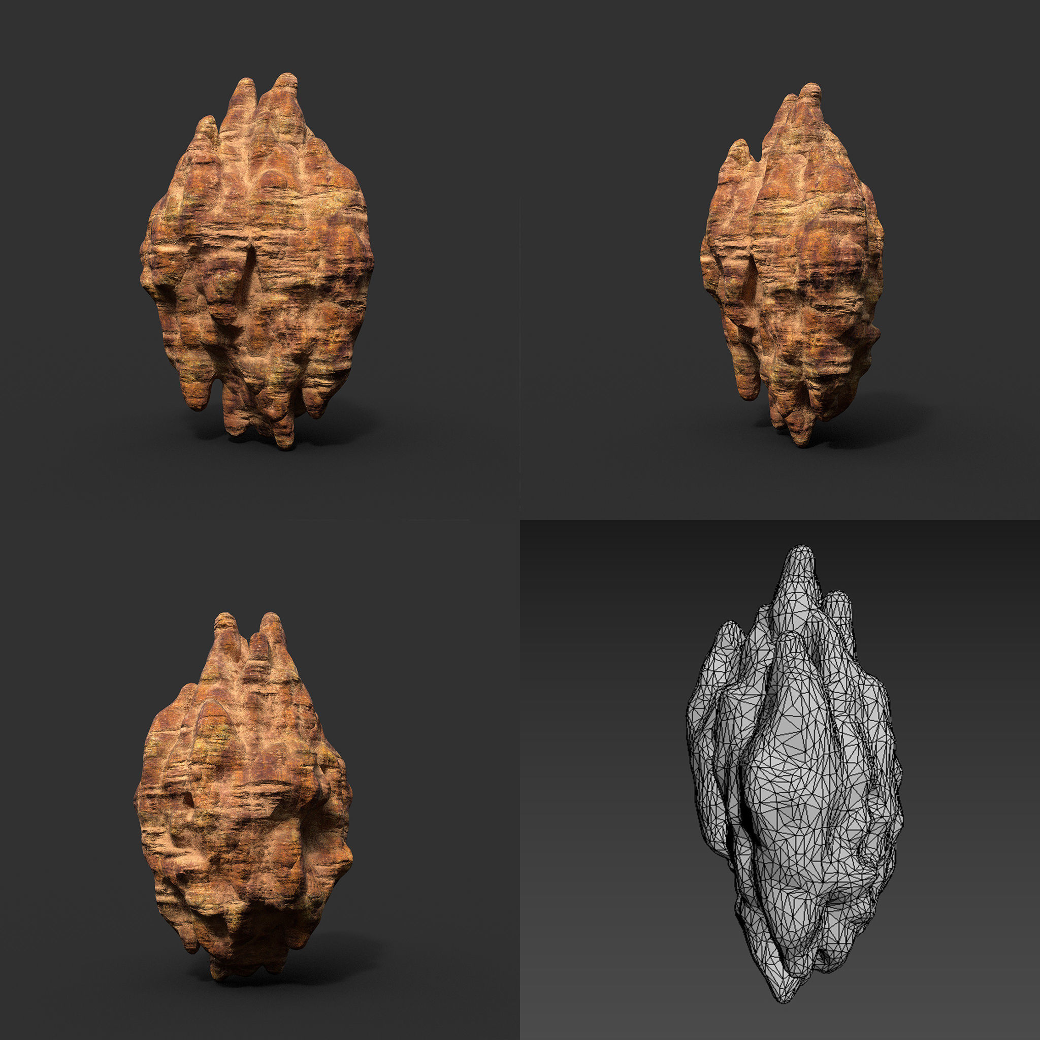 Low poly Mossy Cave Modular Roof Wall Pack Low-poly 3D model_3