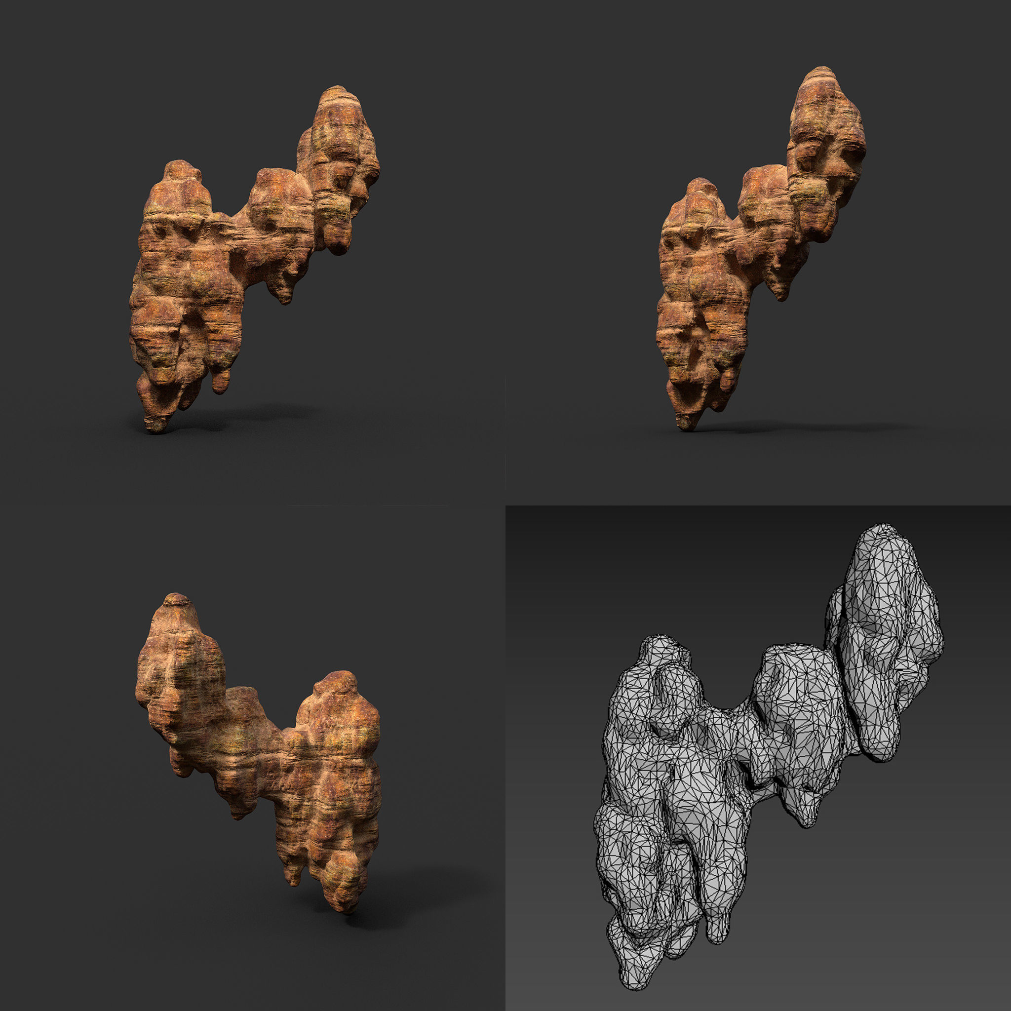 Low poly Mossy Cave Modular Roof Wall Pack Low-poly 3D model_19