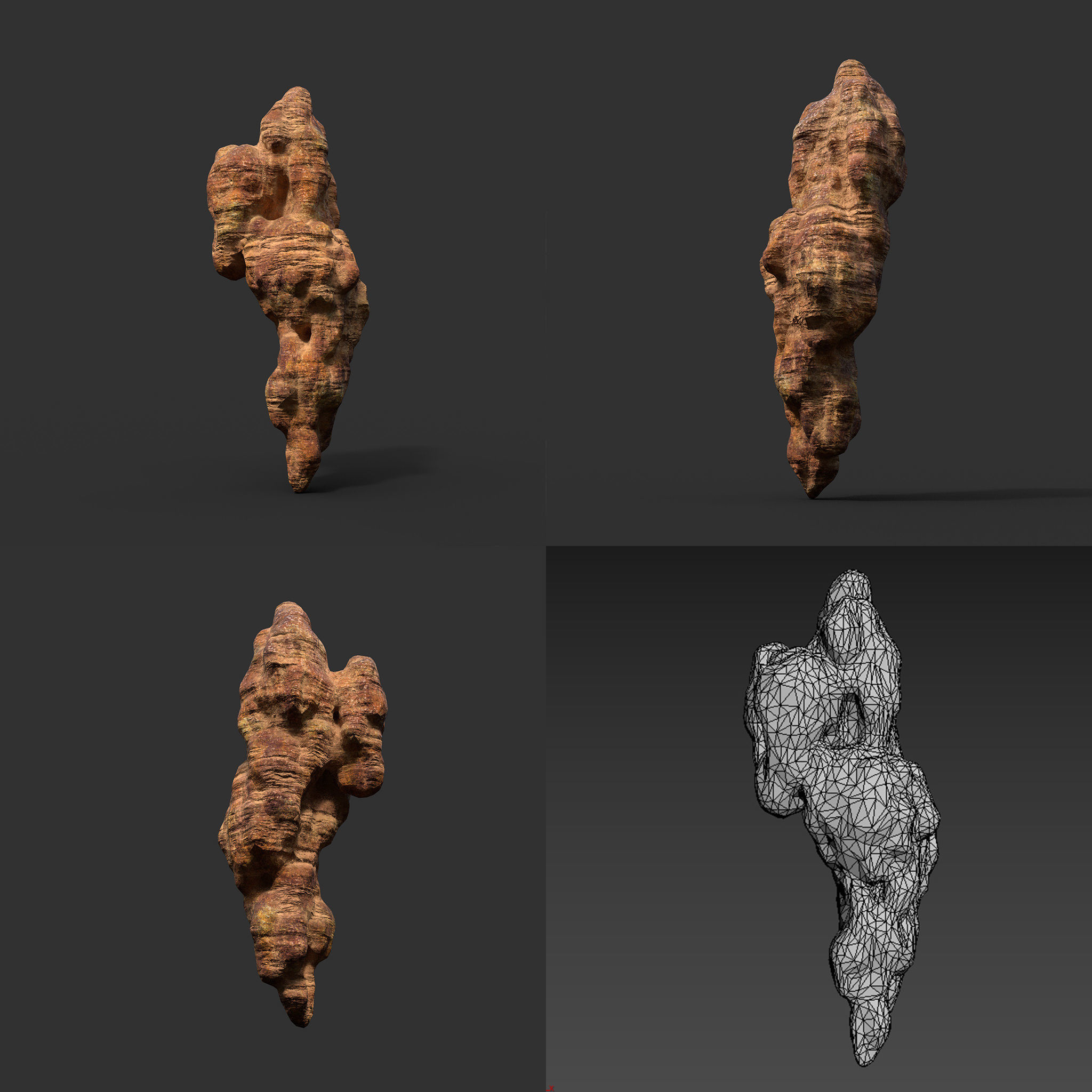 Low poly Mossy Cave Modular Roof Wall Pack Low-poly 3D model_15