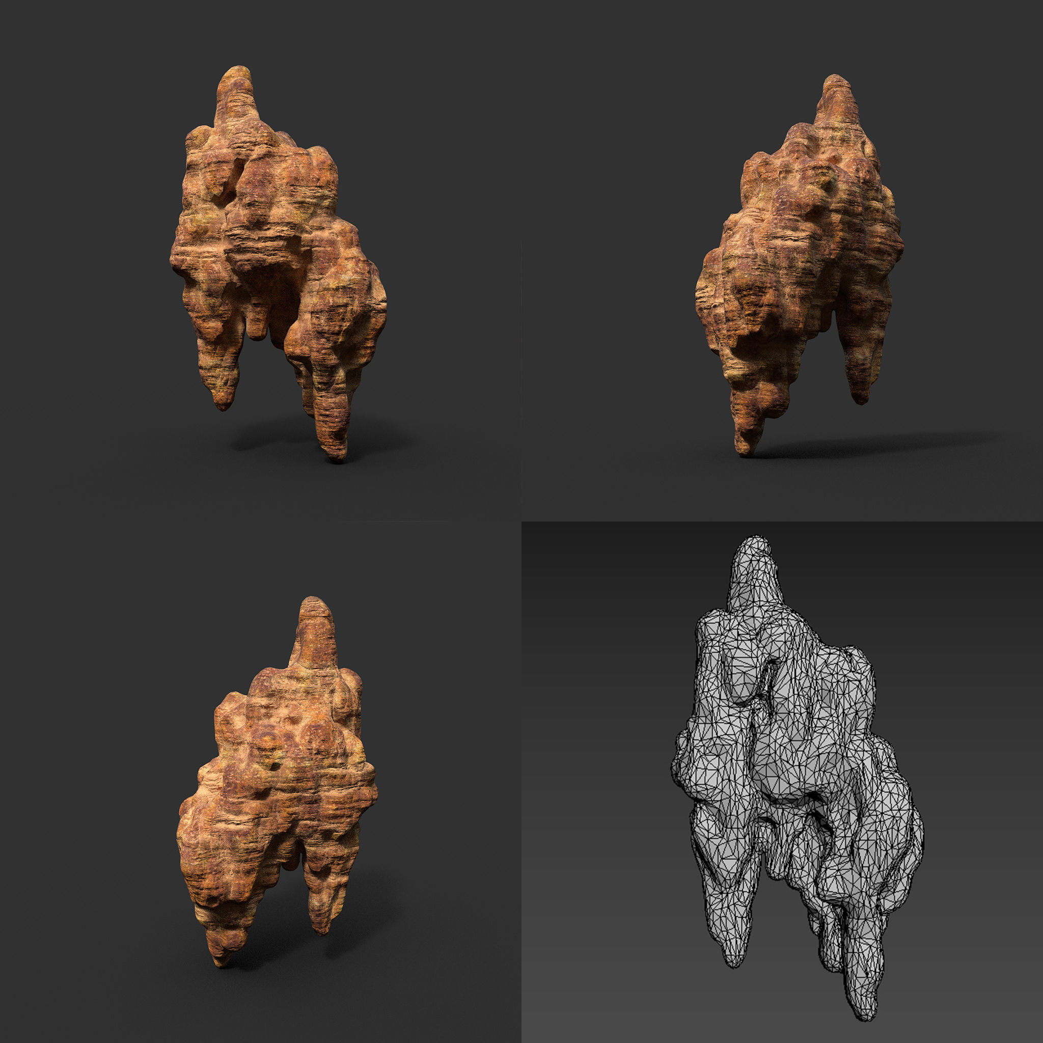 Low poly Mossy Cave Modular Roof Wall Pack Low-poly 3D model_17