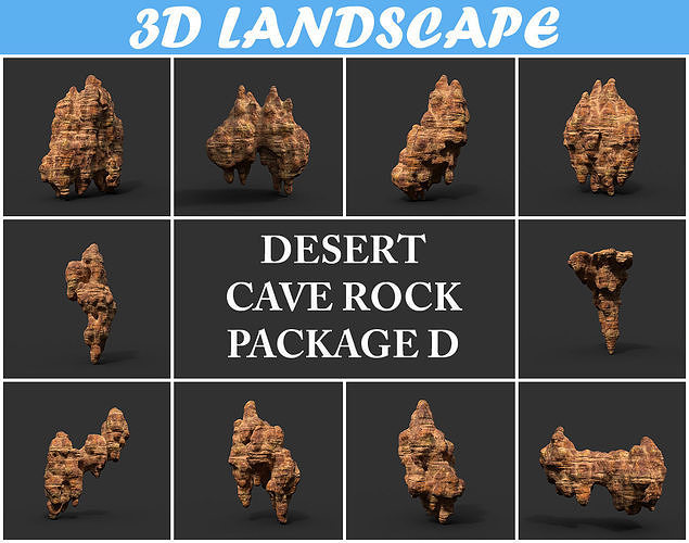 Low poly Mossy Cave Modular Roof Wall Pack Low-poly 3D model