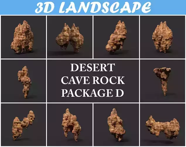Low poly Mossy Cave Modular Roof Wall Pack Low-poly 3D model