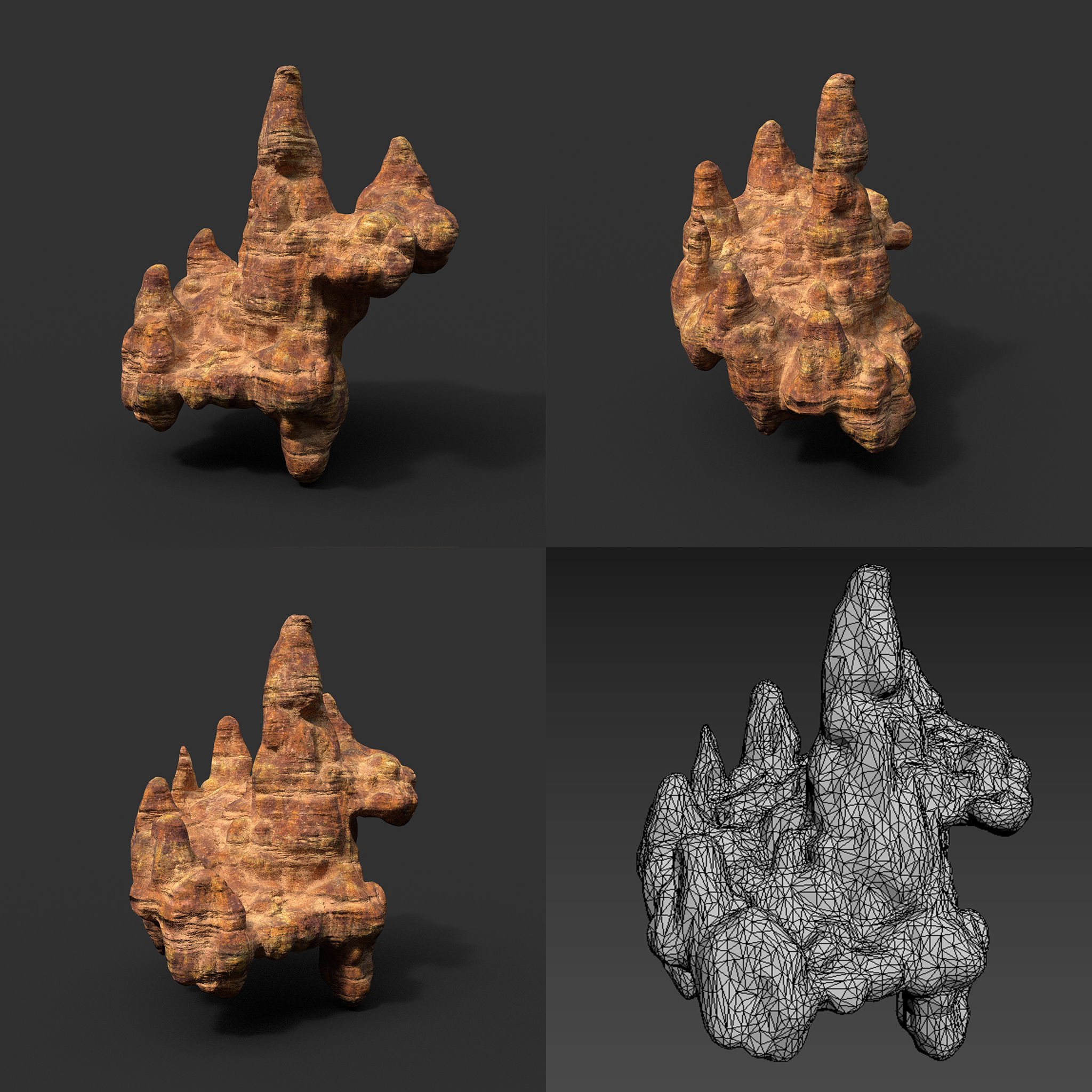 Low poly Mossy Cave Modular Floor Pack Low-poly 3D model_3