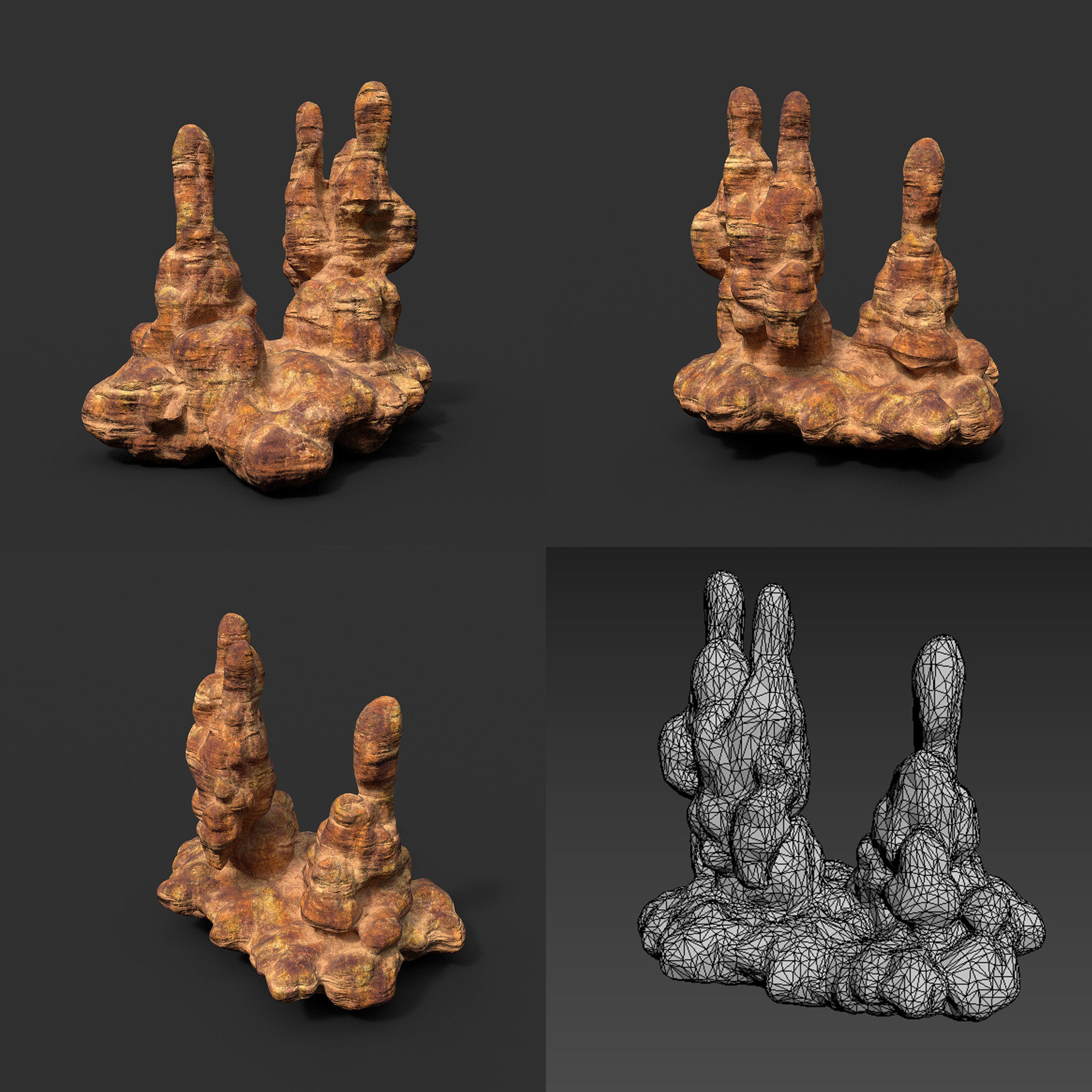 Low poly Mossy Cave Modular Floor Pack Low-poly 3D model_5