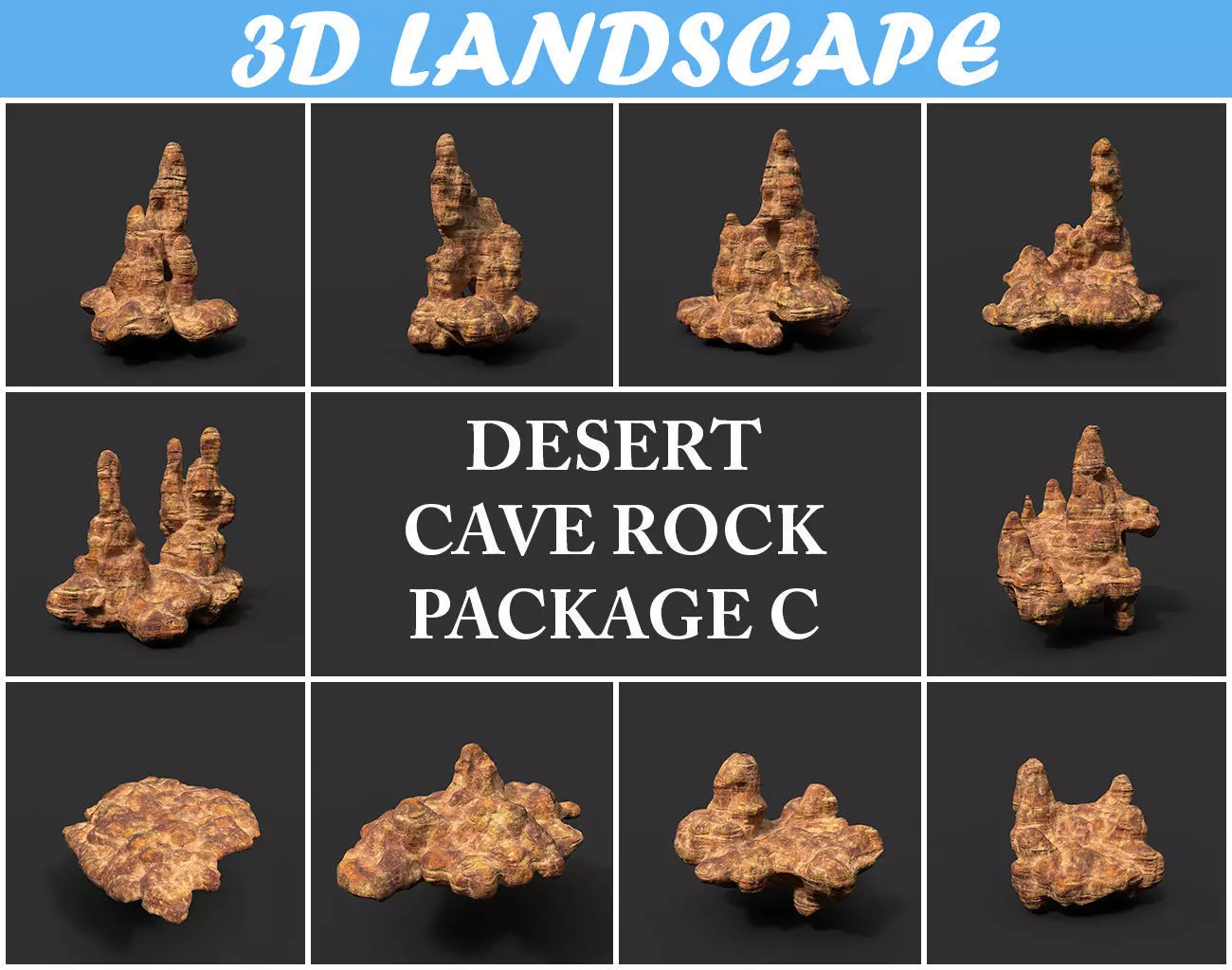 Low poly Mossy Cave Modular Floor Pack Low-poly 3D model_0