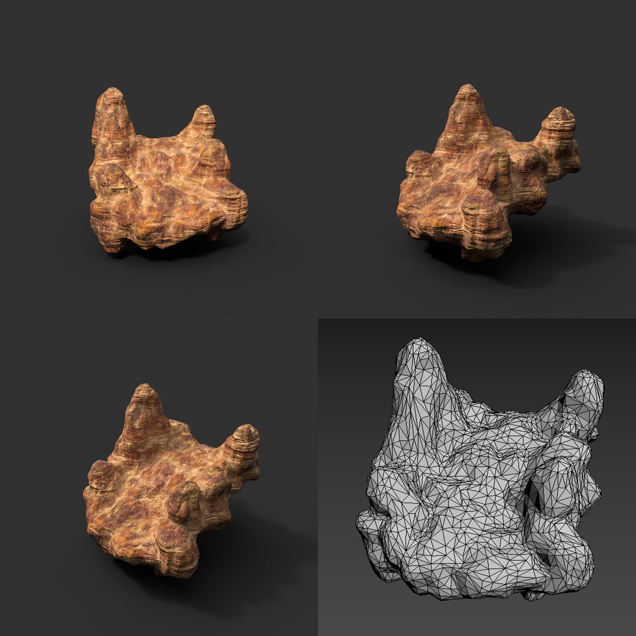 Low poly Mossy Cave Modular Floor Pack Low-poly 3D model_9