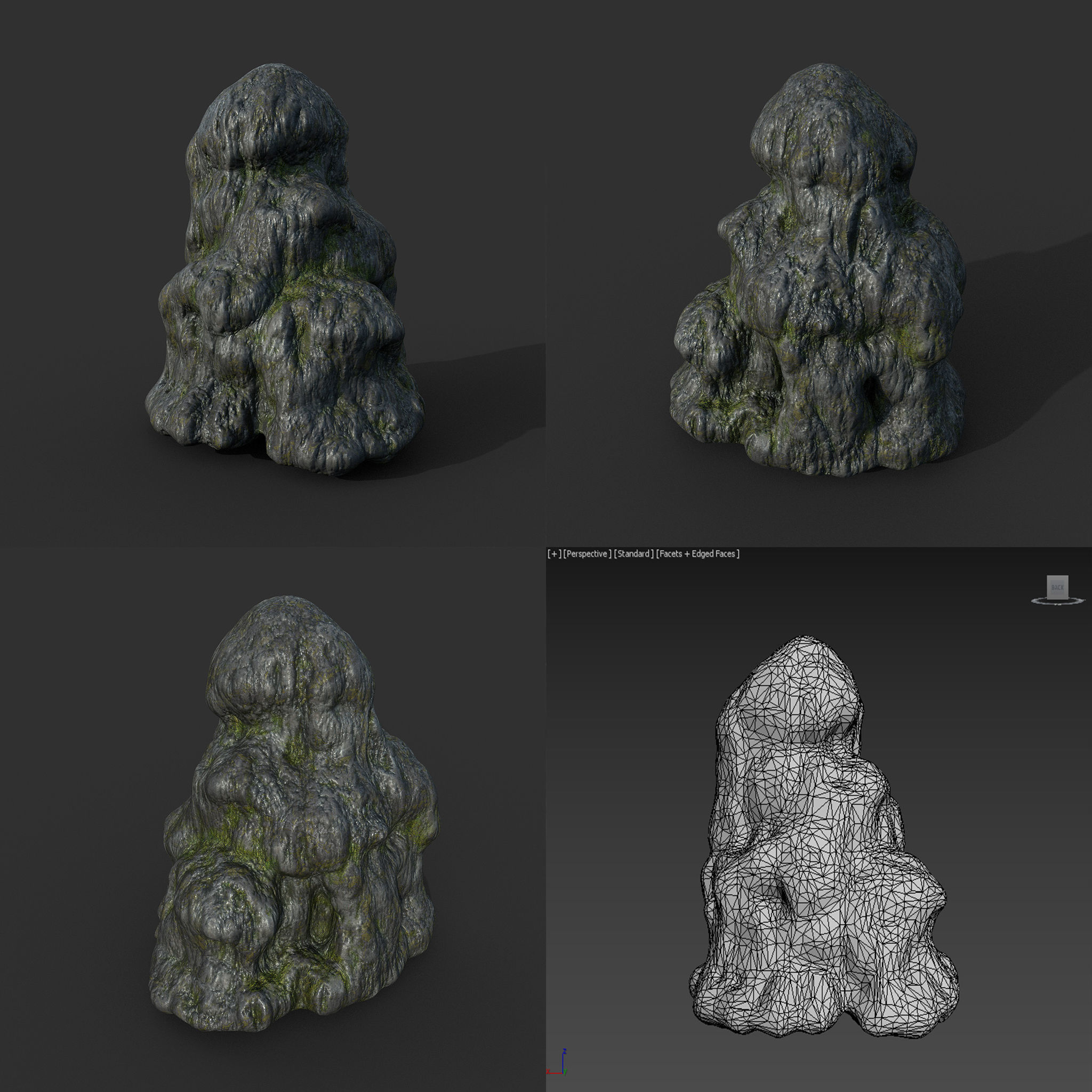 Low poly Mossy Cave Modular Column Pack 200802 Low-poly 3D model_11