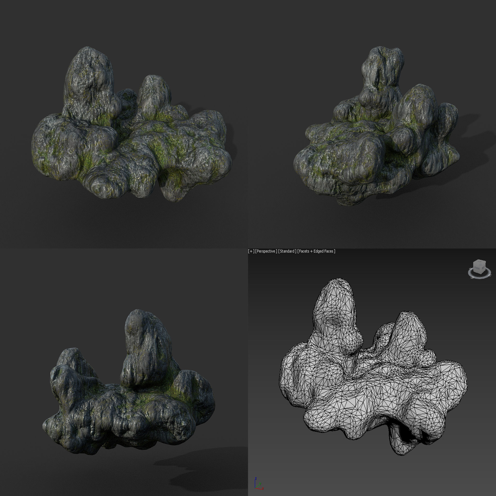 Low poly Mossy Cave Modular Column Pack 200802 Low-poly 3D model_49
