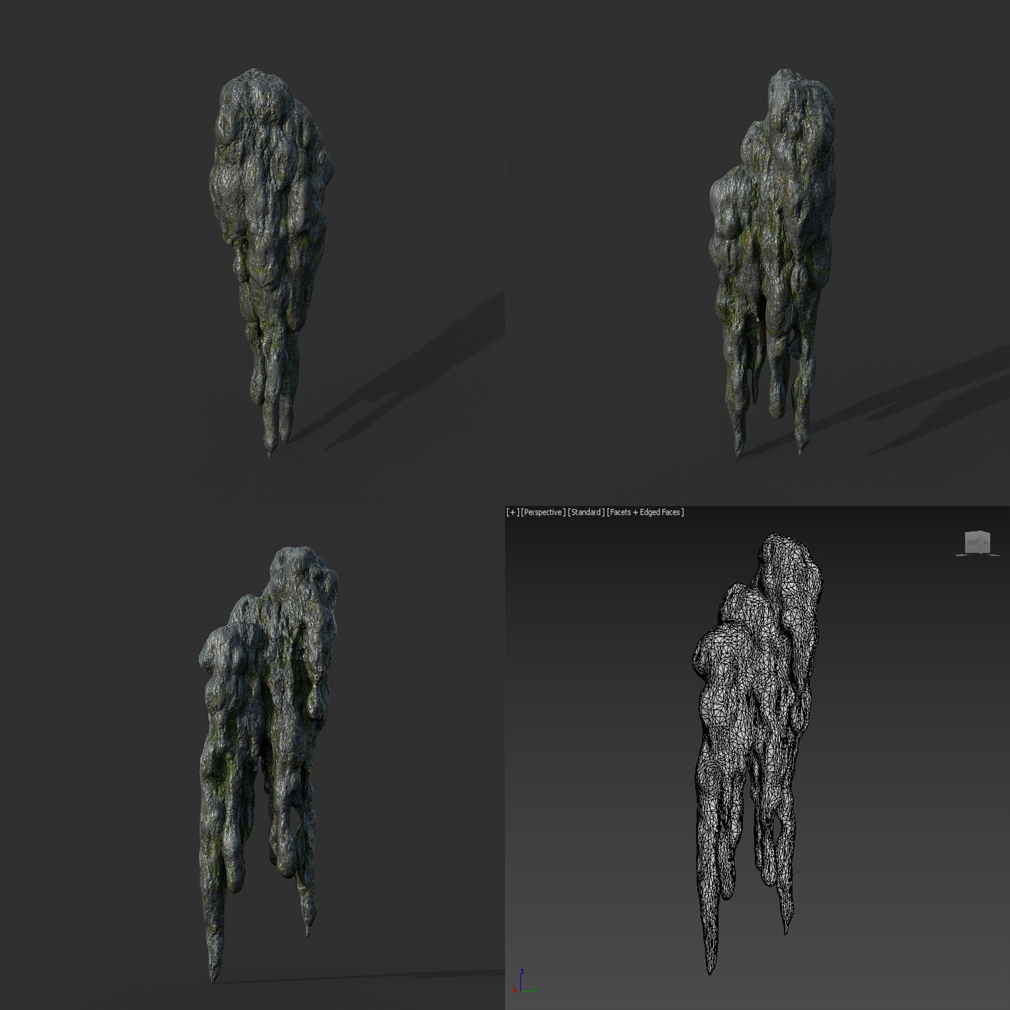 Low poly Mossy Cave Modular Column Pack 200802 Low-poly 3D model_15