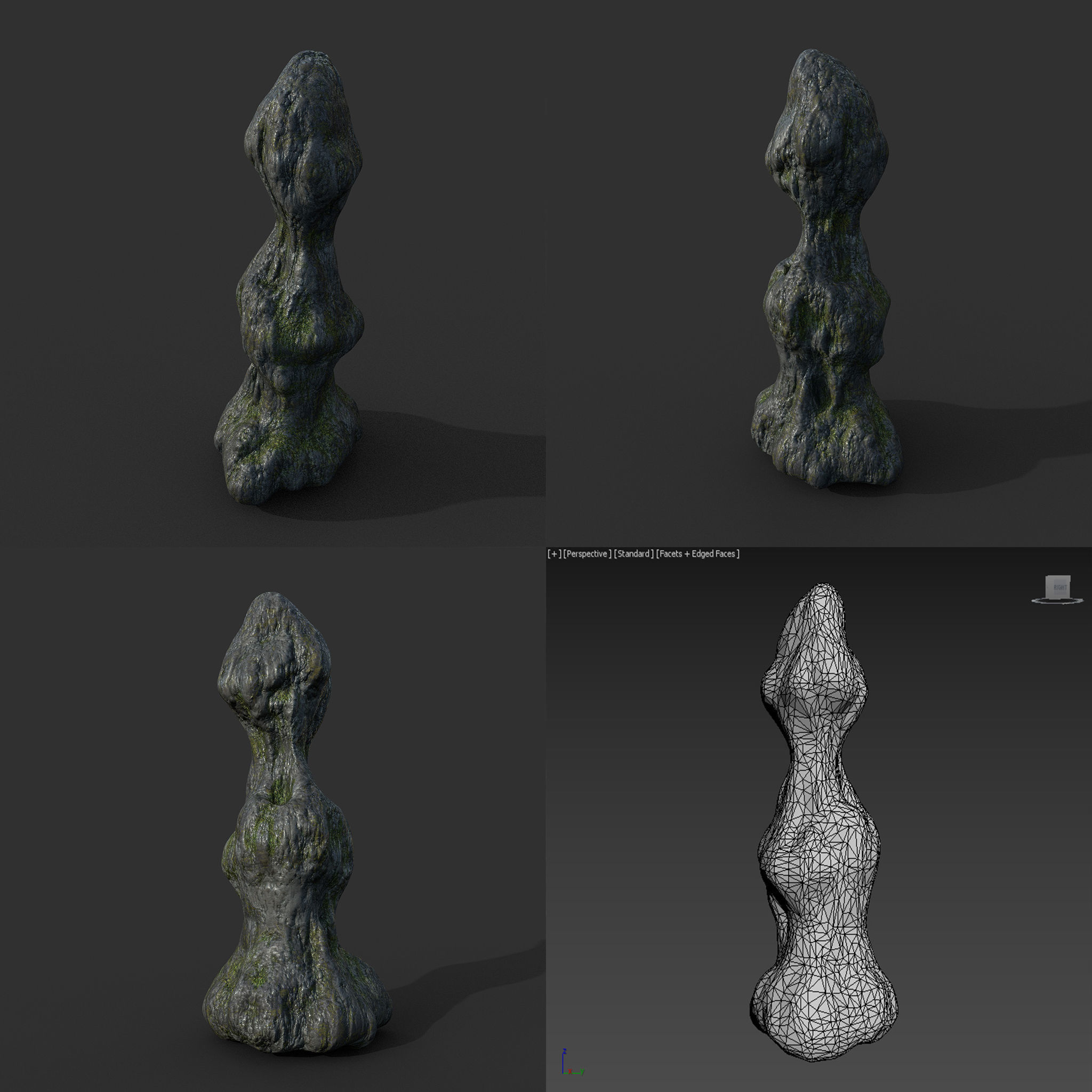Low poly Mossy Cave Modular Column Pack 200802 Low-poly 3D model_7