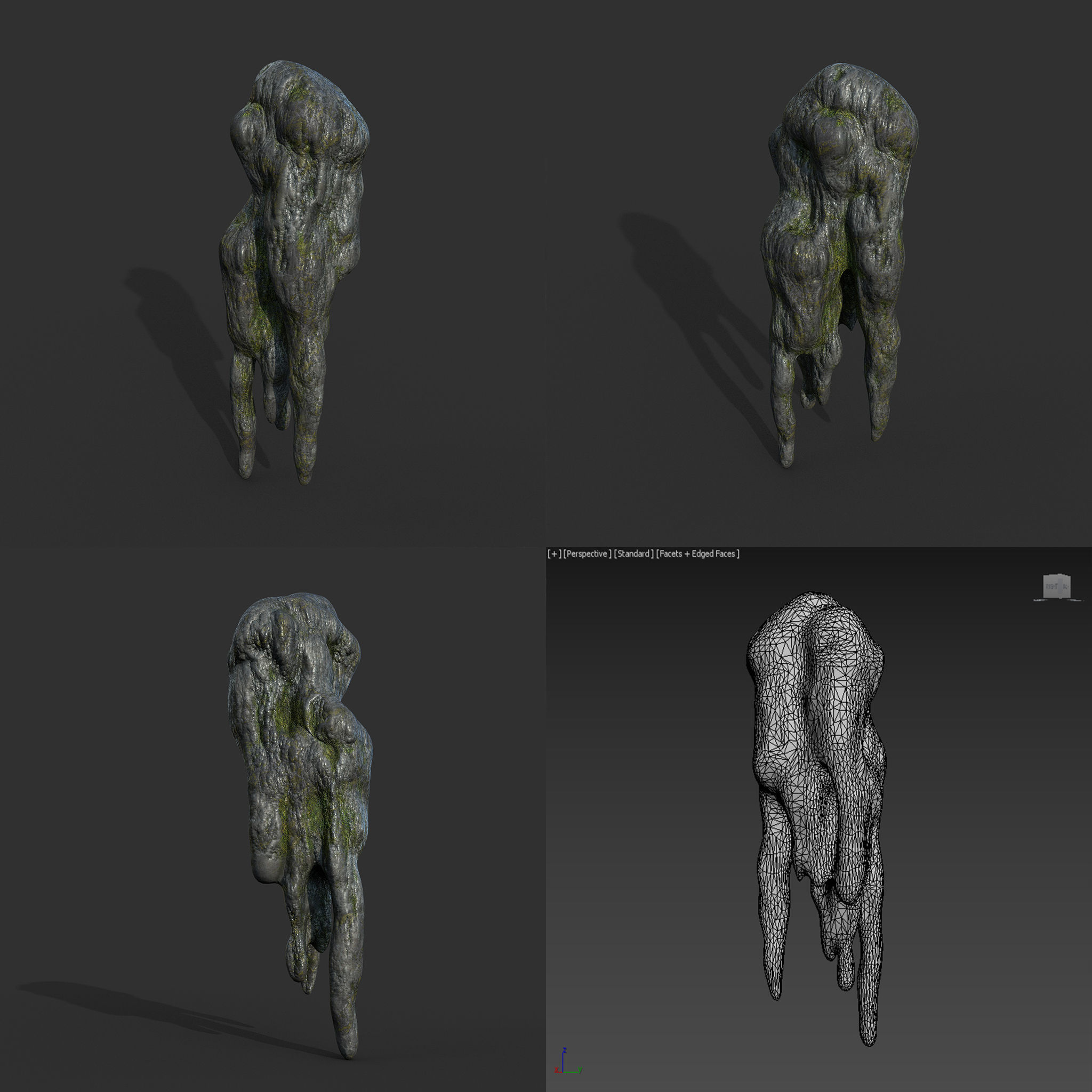 Low poly Mossy Cave Modular Column Pack 200802 Low-poly 3D model_13