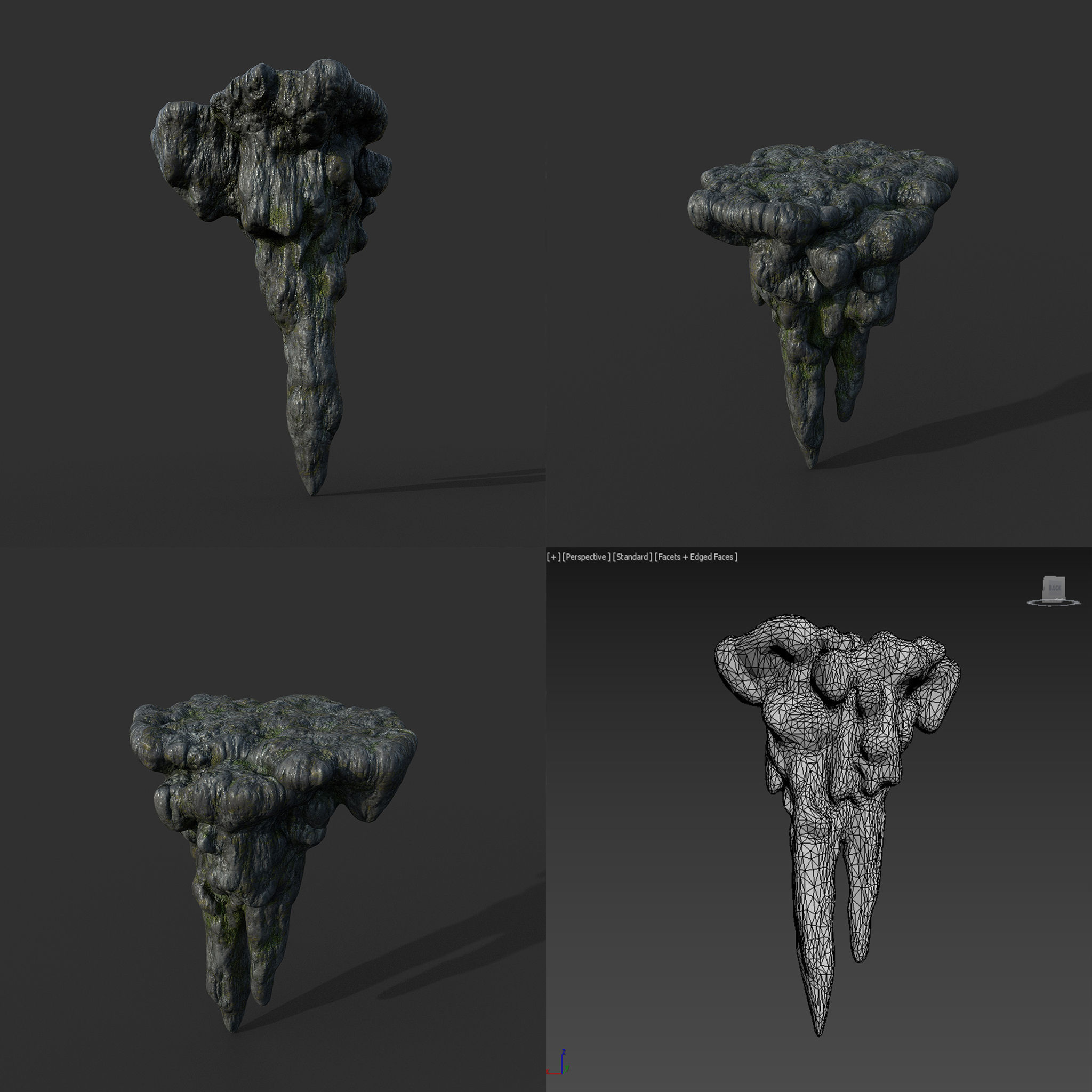 Low poly Mossy Cave Modular Column Pack 200802 Low-poly 3D model_69