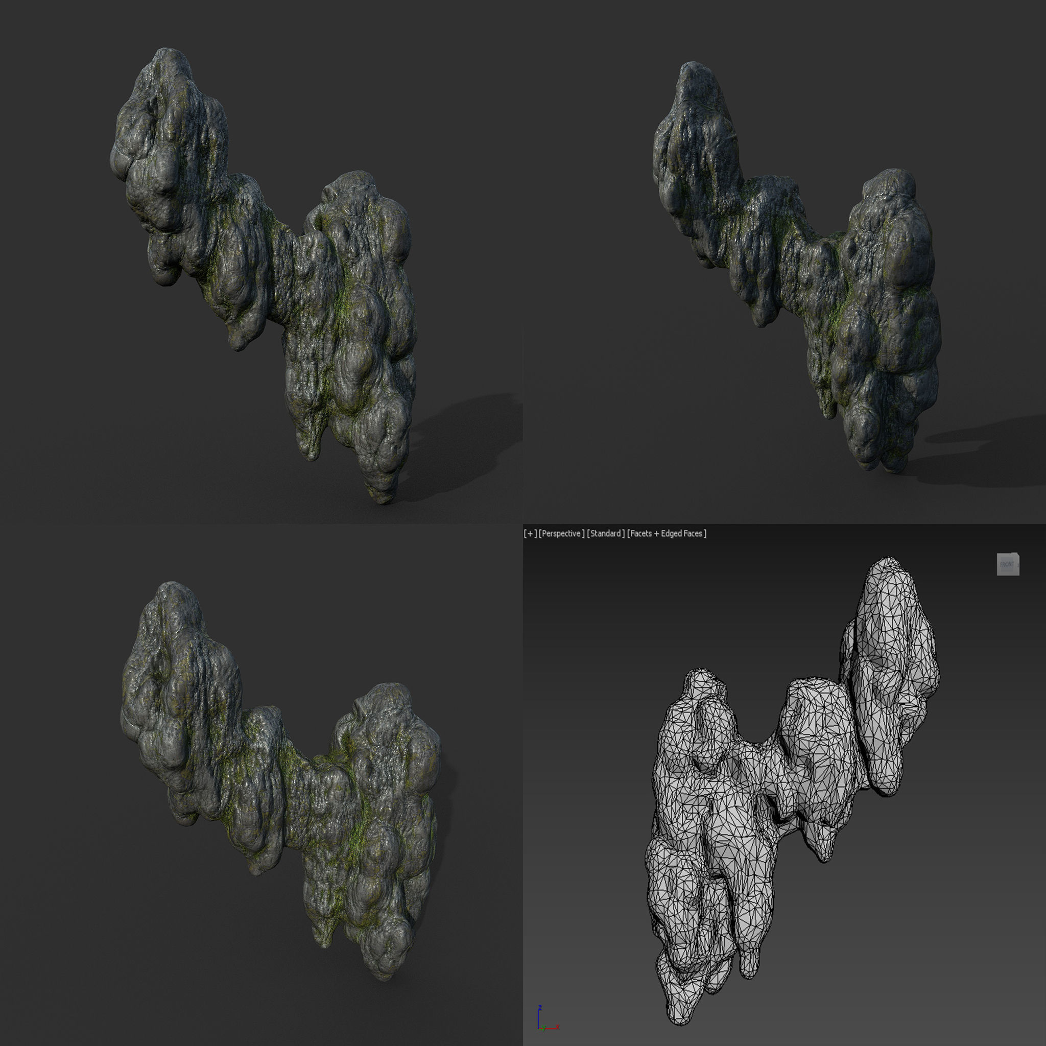 Low poly Mossy Cave Modular Column Pack 200802 Low-poly 3D model_81