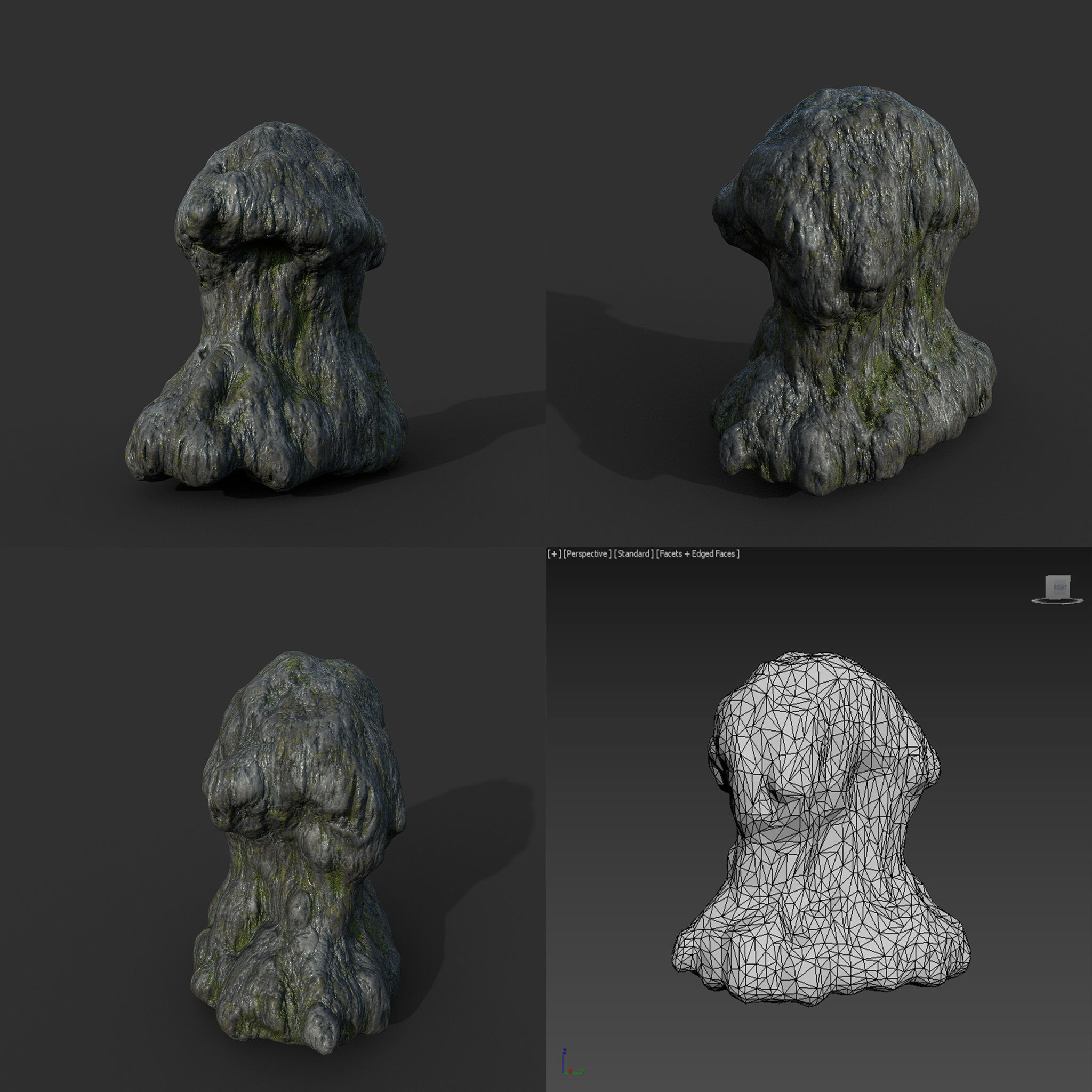 Low poly Mossy Cave Modular Column Pack 200802 Low-poly 3D model_5