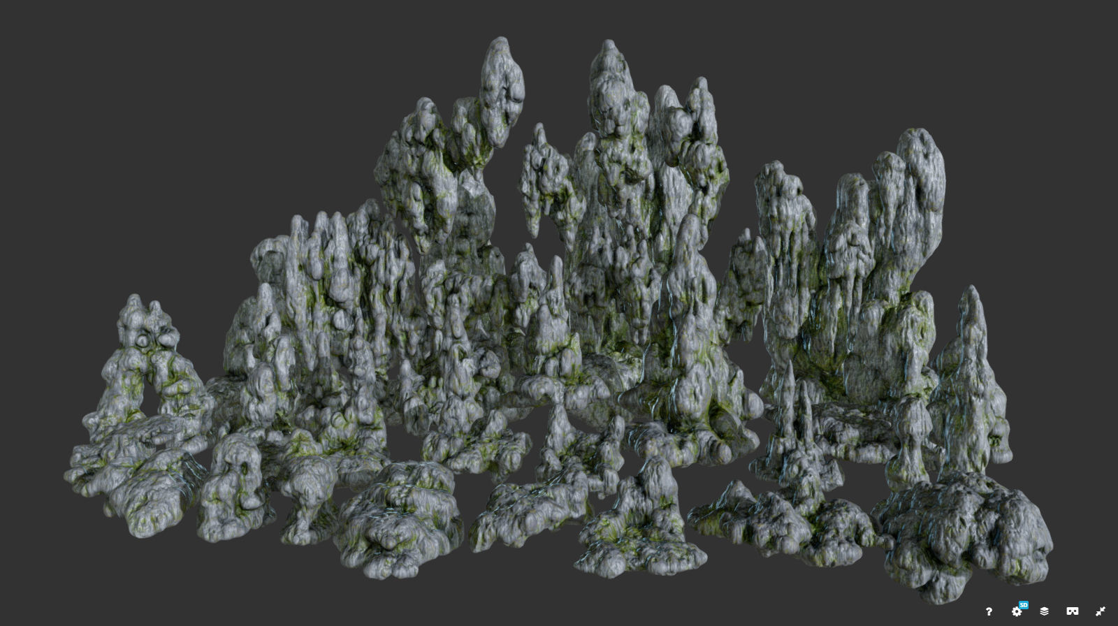 Low poly Mossy Cave Modular Column Pack 200802 Low-poly 3D model_1