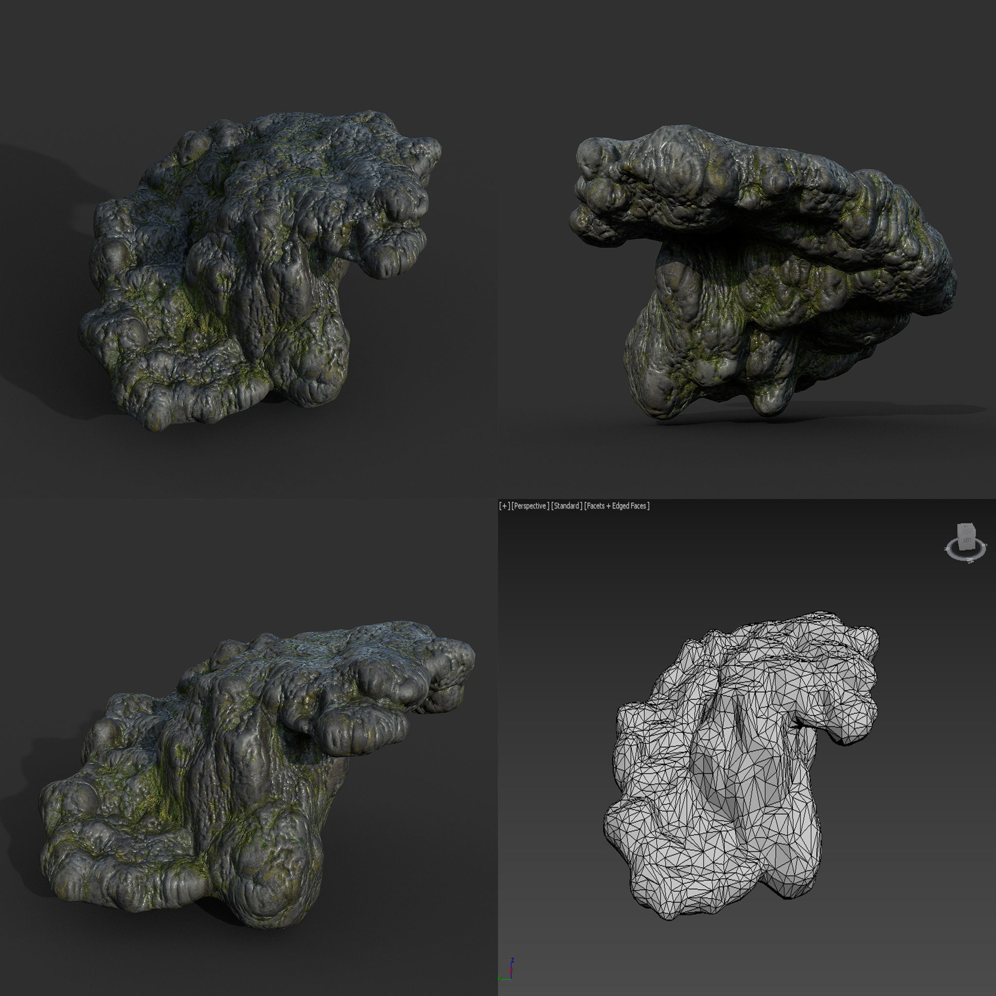 Low poly Mossy Cave Modular Column Pack 200802 Low-poly 3D model_29