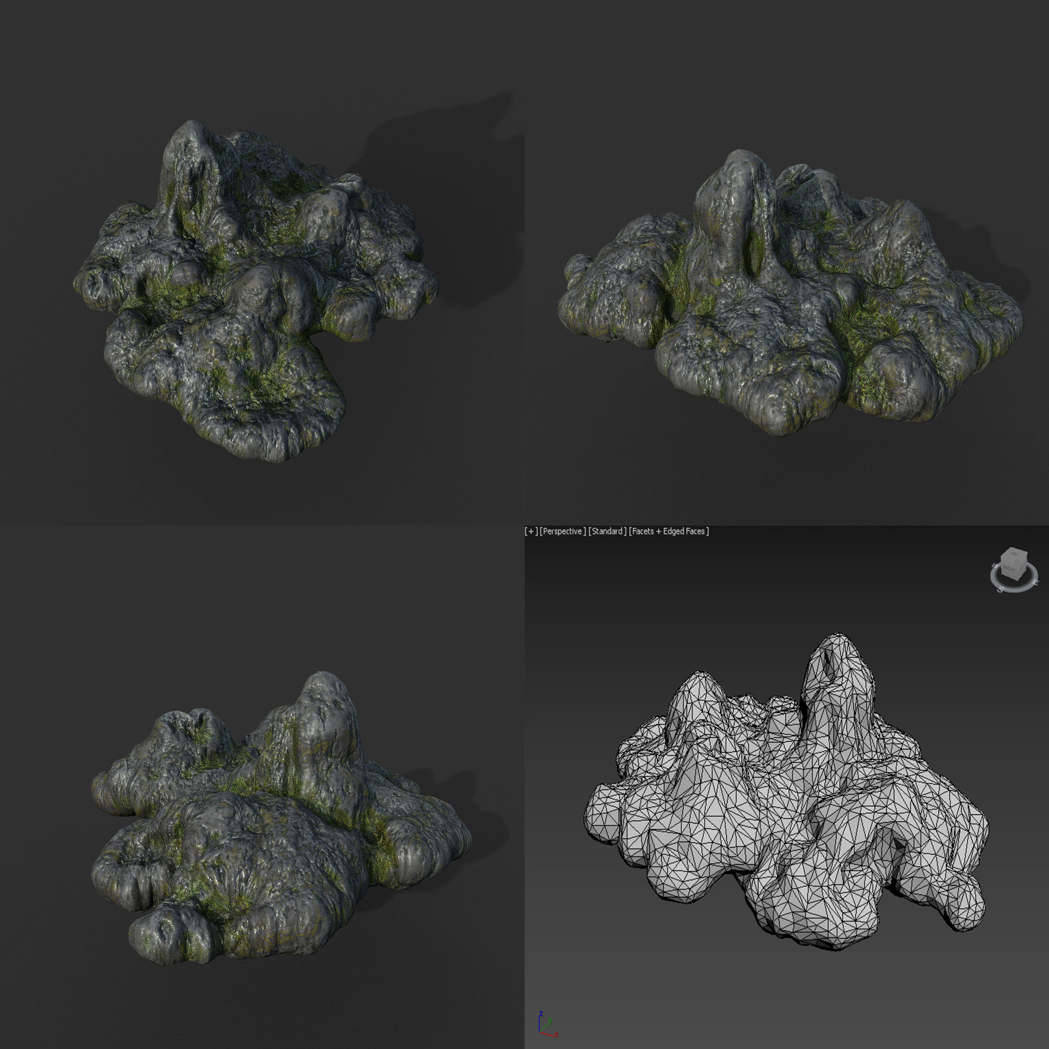 Low poly Mossy Cave Modular Column Pack 200802 Low-poly 3D model_55