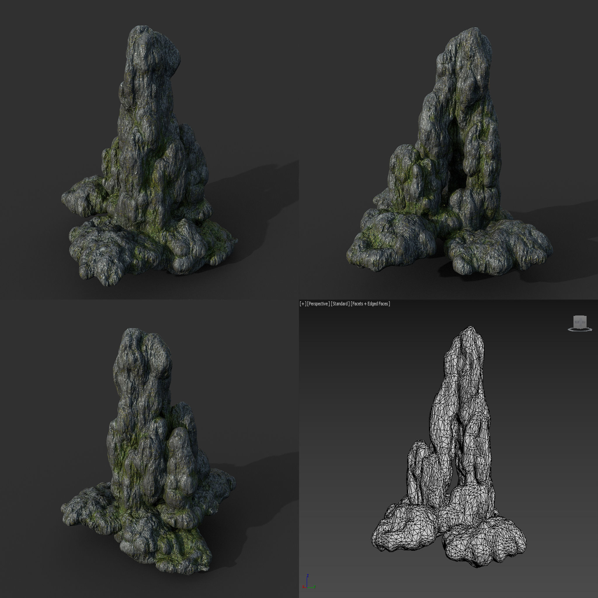 Low poly Mossy Cave Modular Column Pack 200802 Low-poly 3D model_41
