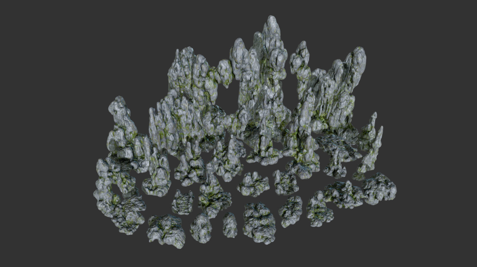 Low poly Mossy Cave Modular Column Pack 200802 Low-poly 3D model_2