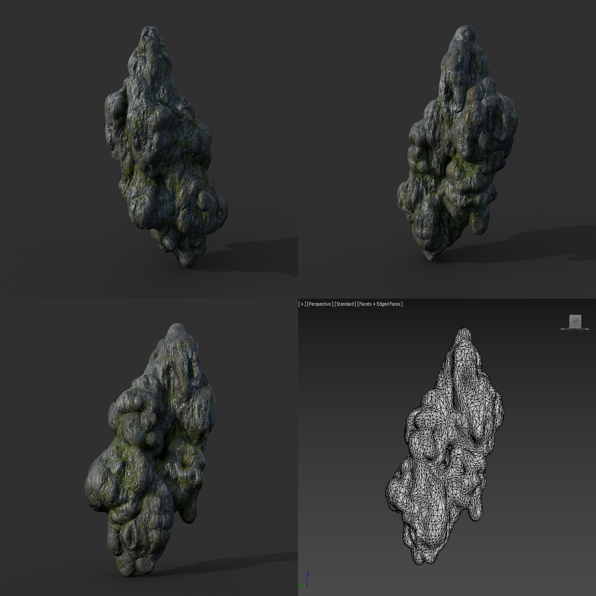 Low poly Mossy Cave Modular Column Pack 200802 Low-poly 3D model_75