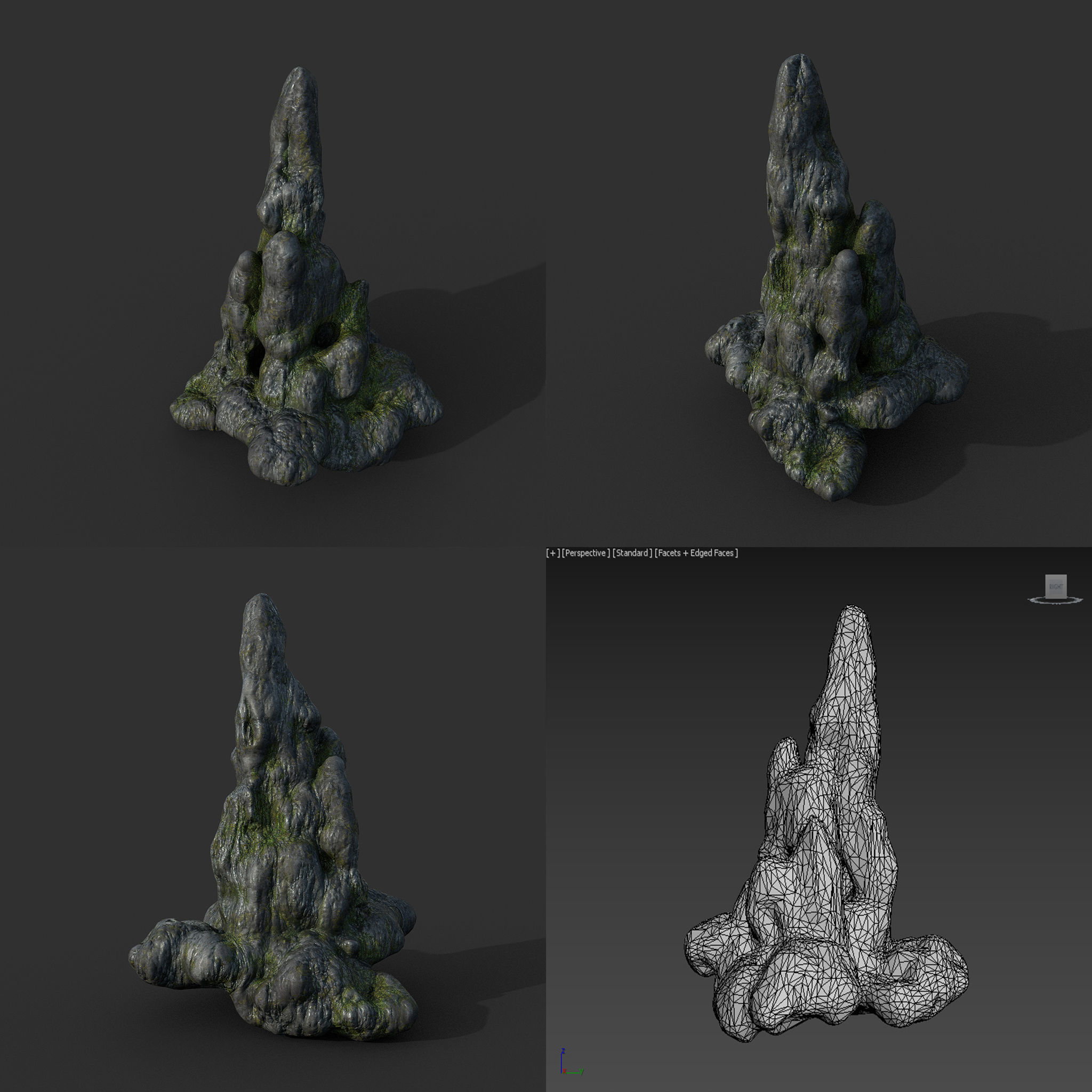 Low poly Mossy Cave Modular Column Pack 200802 Low-poly 3D model_63