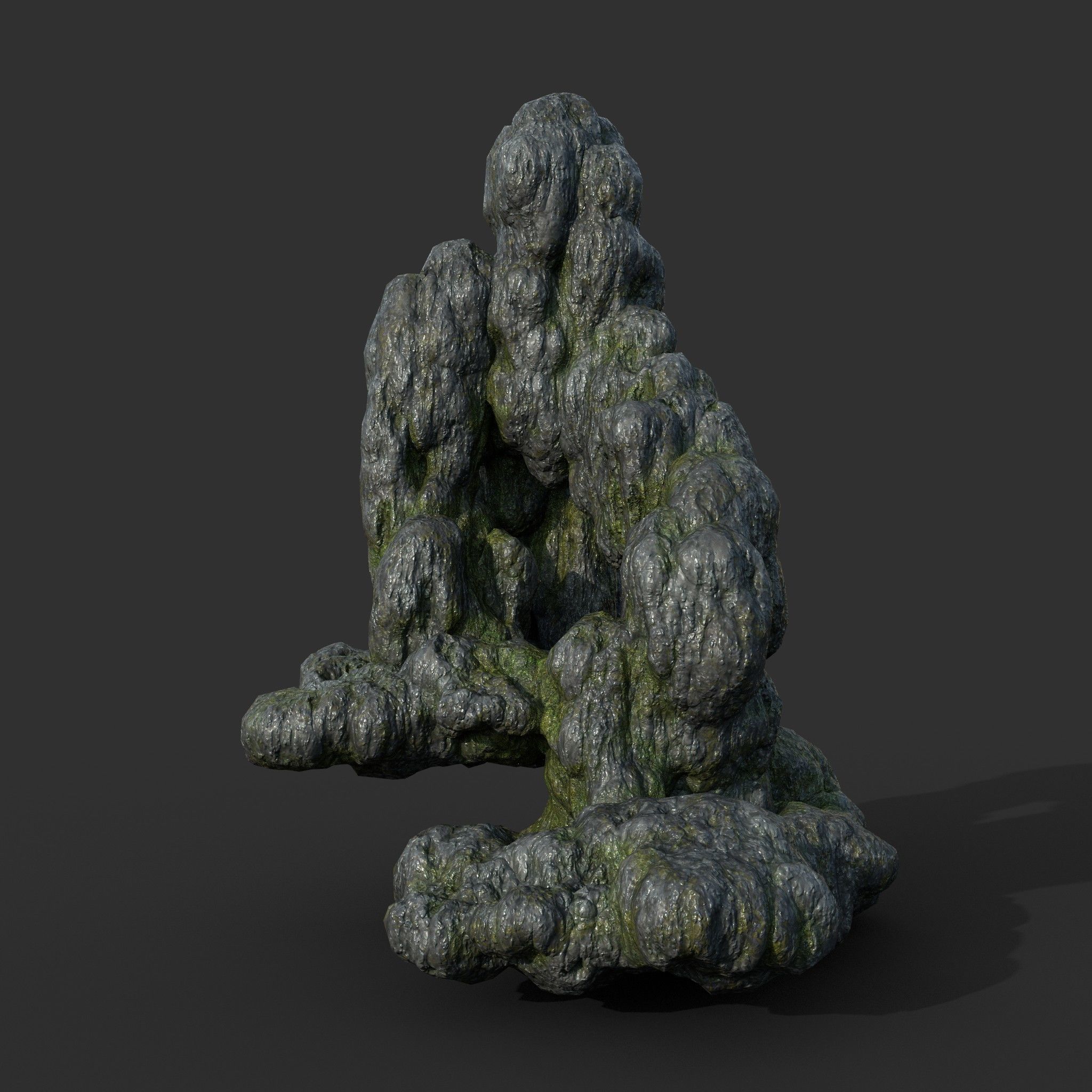 Low poly Mossy Cave Modular Column Pack 200802 Low-poly 3D model_34