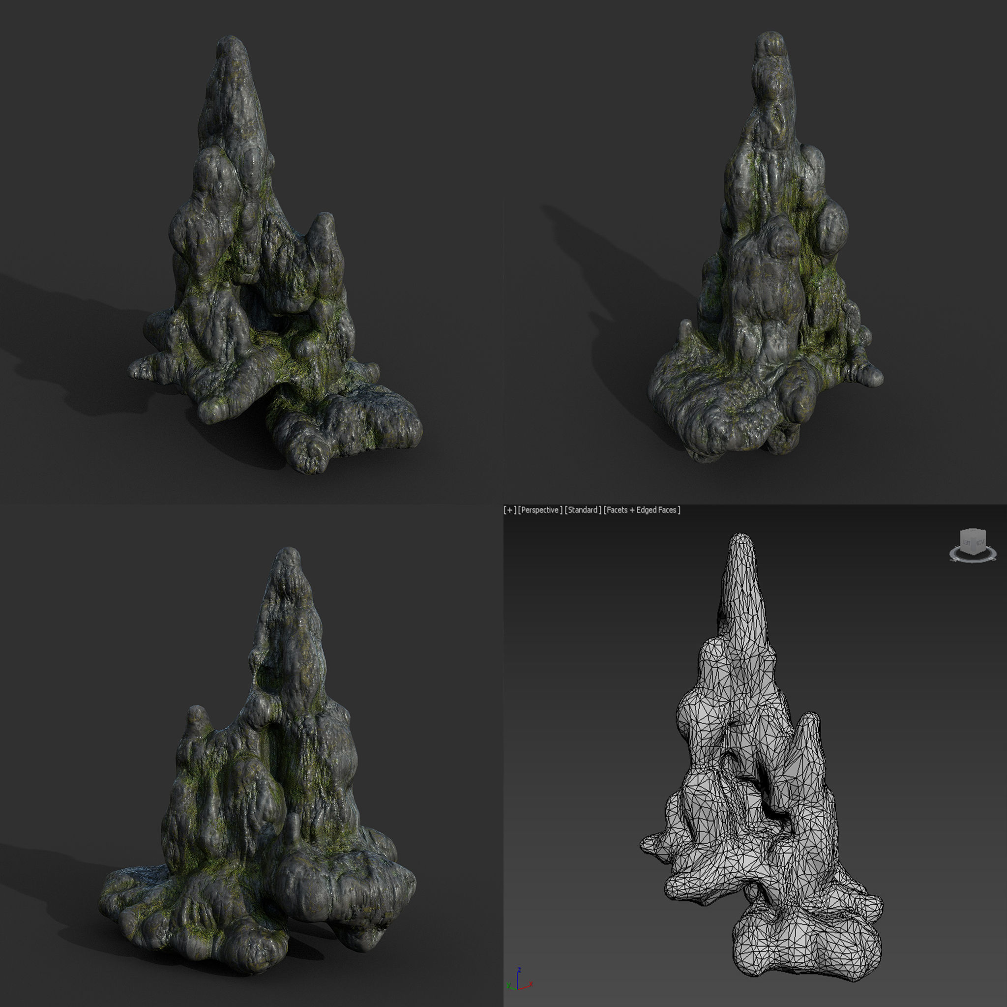 Low poly Mossy Cave Modular Column Pack 200802 Low-poly 3D model_59