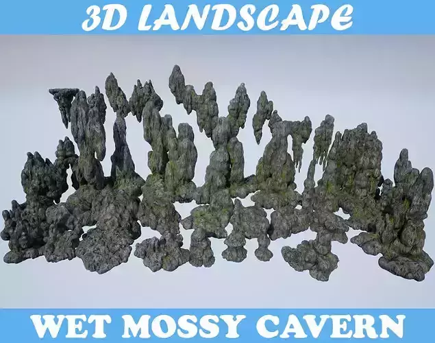 Low poly Mossy Cave Modular Column Pack 200802 Low-poly 3D model