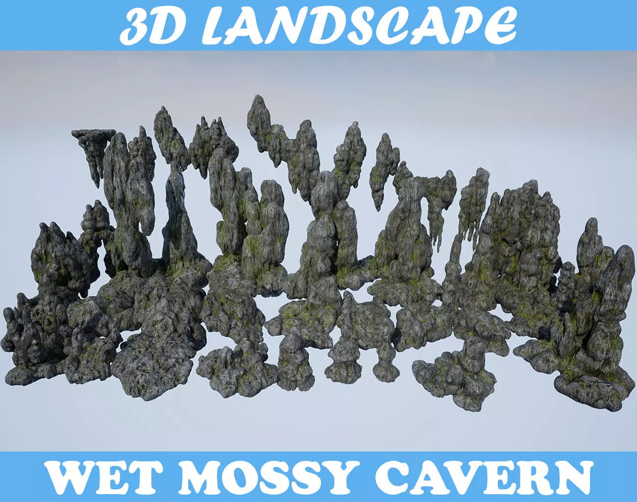 Low poly Mossy Cave Modular Column Pack 200802 Low-poly 3D model_0