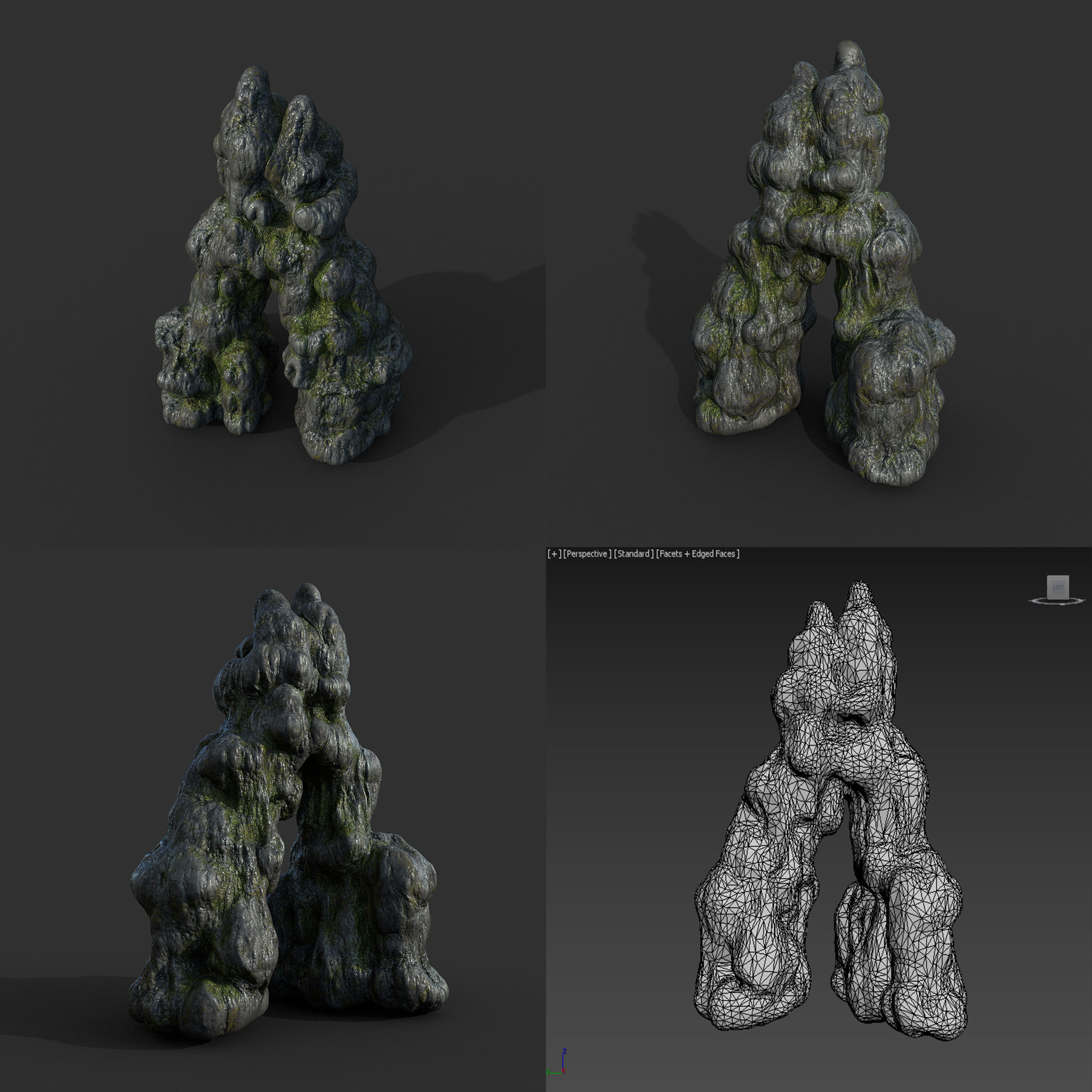 Low poly Mossy Cave Modular Column Pack 200802 Low-poly 3D model_21