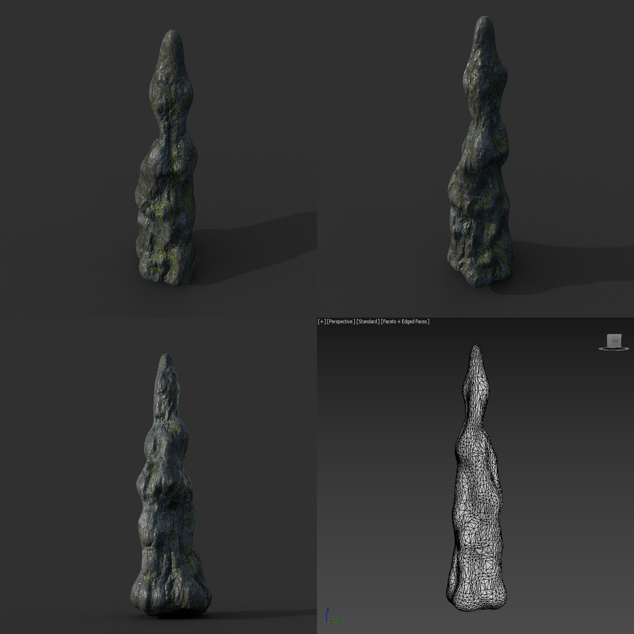 Low poly Mossy Cave Modular Column Pack 200802 Low-poly 3D model_9
