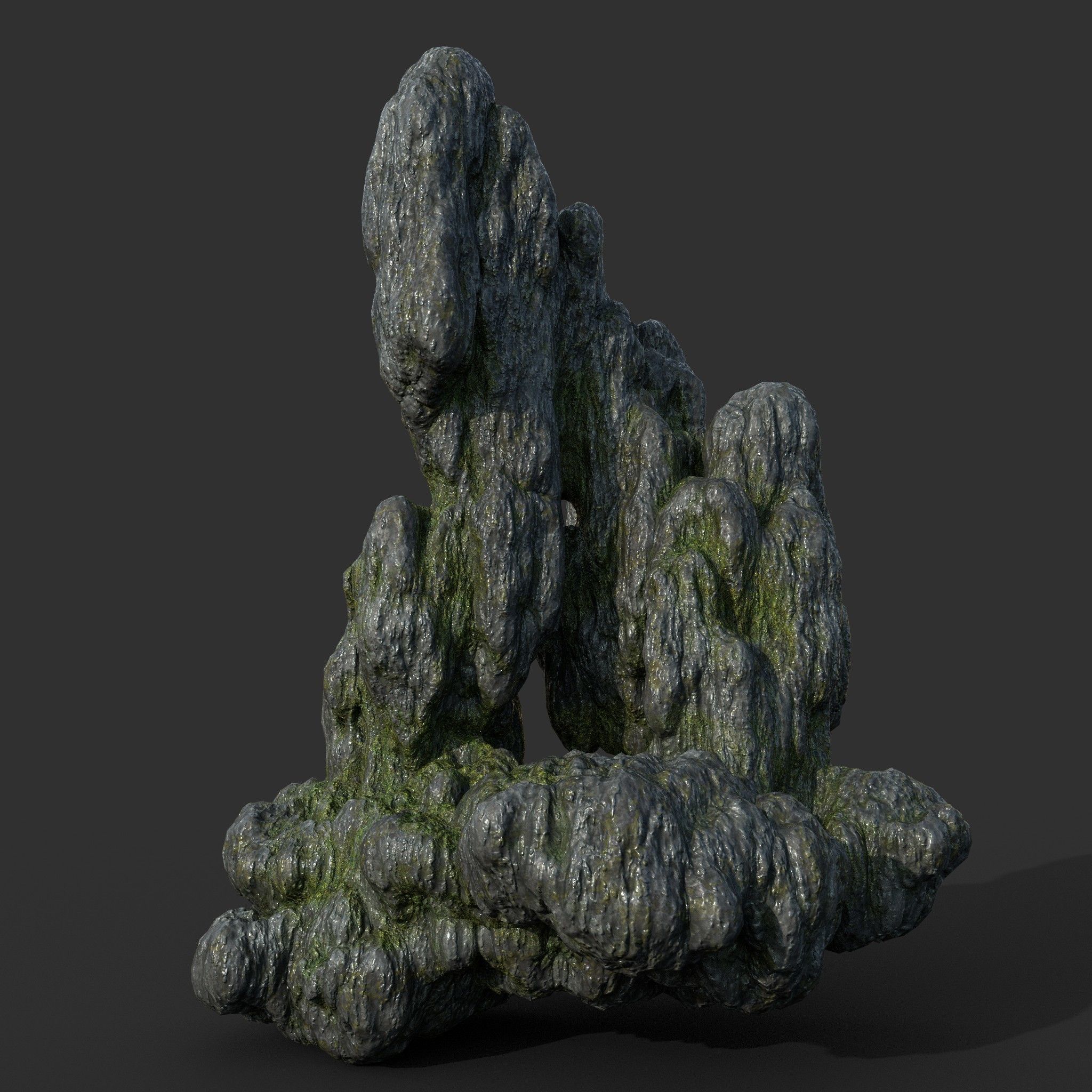 Low poly Mossy Cave Modular Column Pack 200802 Low-poly 3D model_38