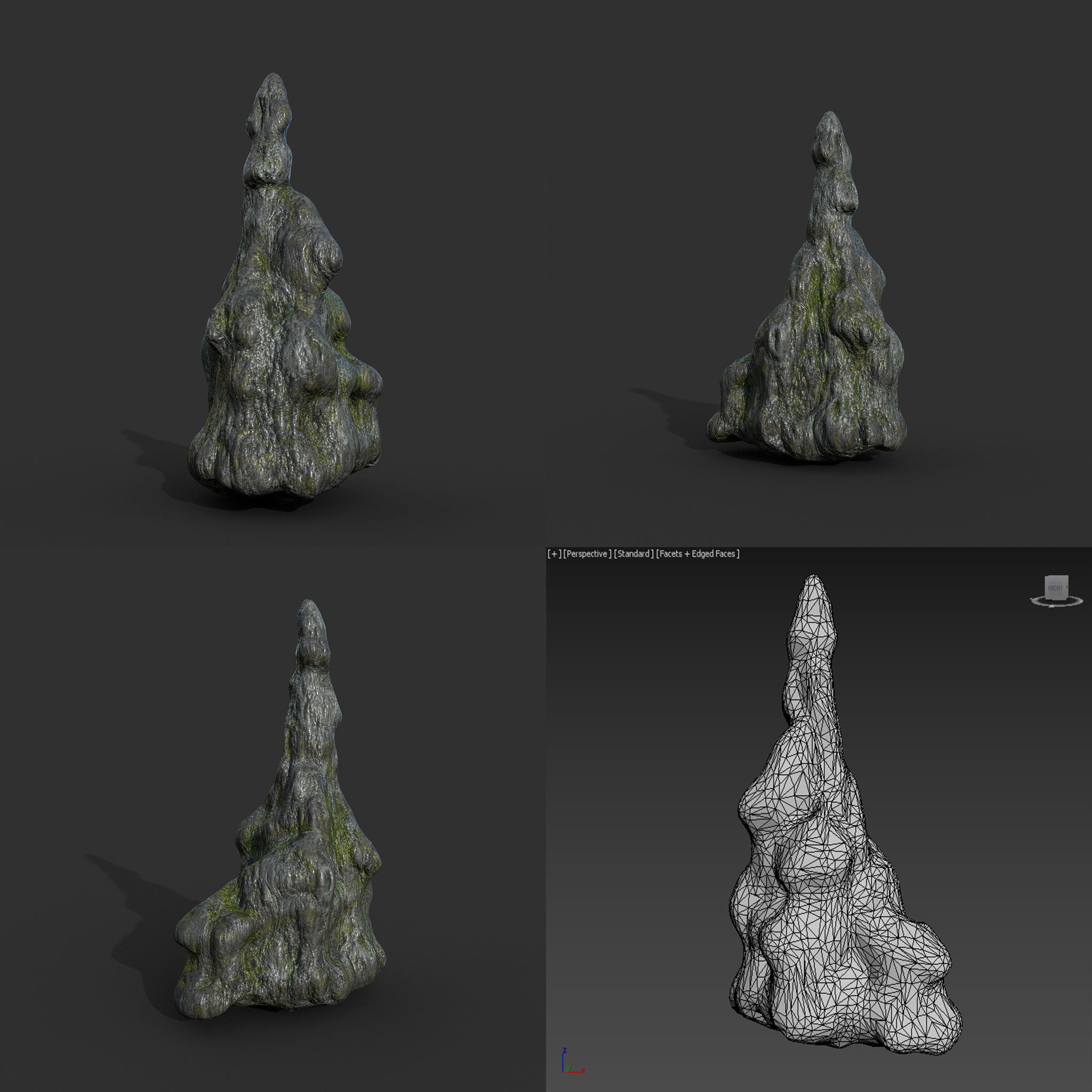 Low poly Mossy Cave Modular Column Pack 200802 Low-poly 3D model_19