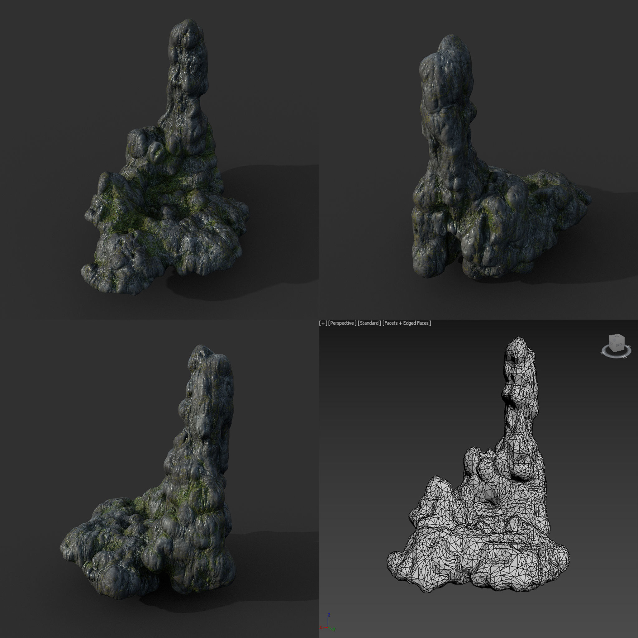 Low poly Mossy Cave Modular Column Pack 200802 Low-poly 3D model_57